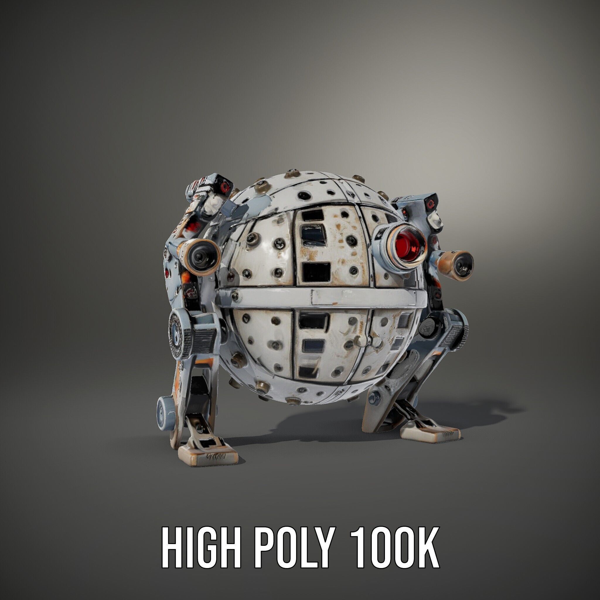 Futuristic Spherical Robot model pack Low-poly 3D model_12