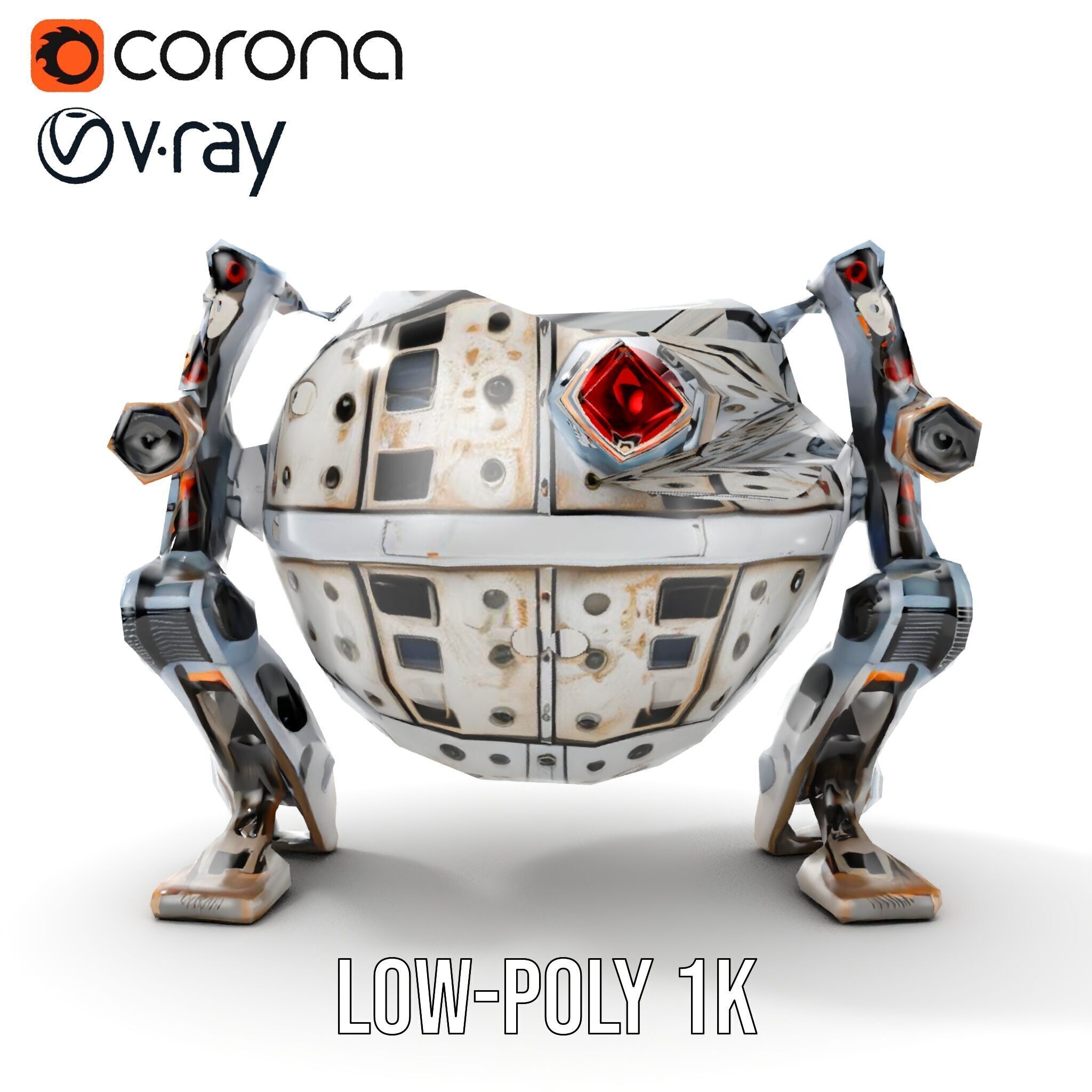 Futuristic Spherical Robot model pack Low-poly 3D model_19