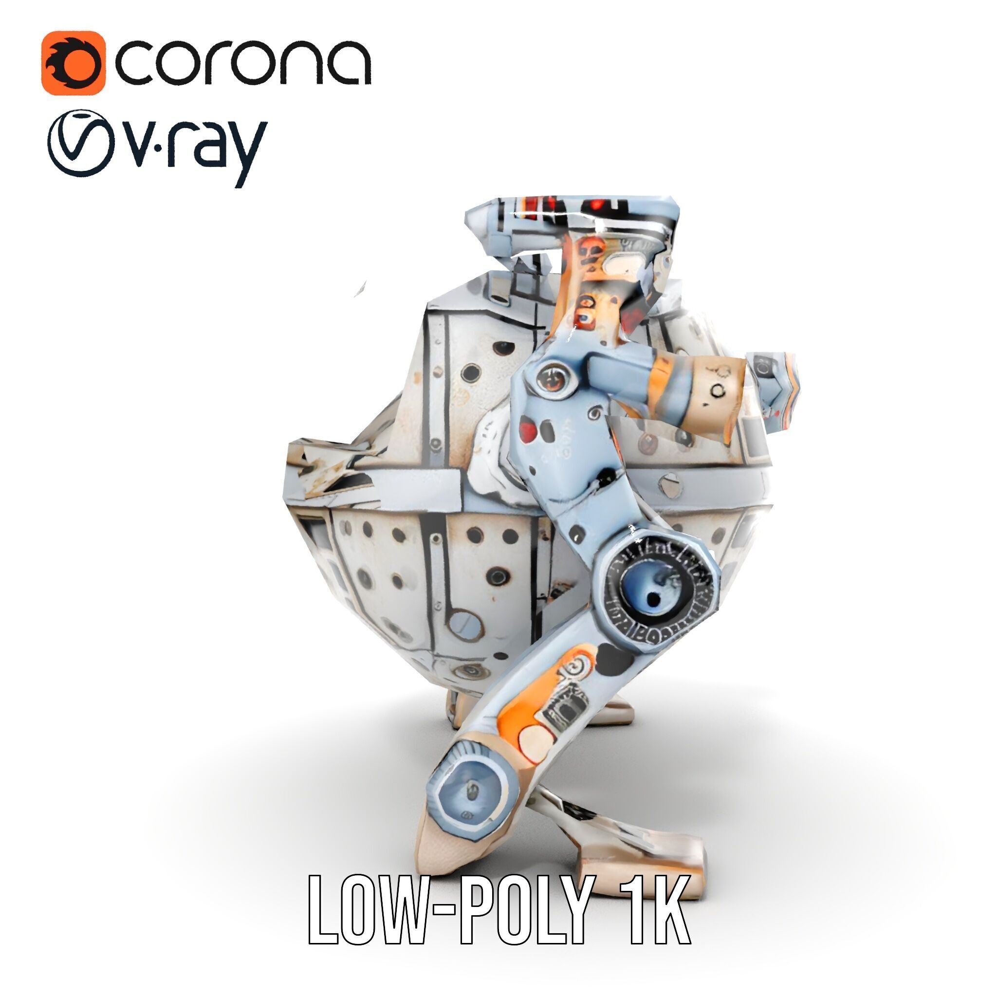 Futuristic Spherical Robot model pack Low-poly 3D model_11