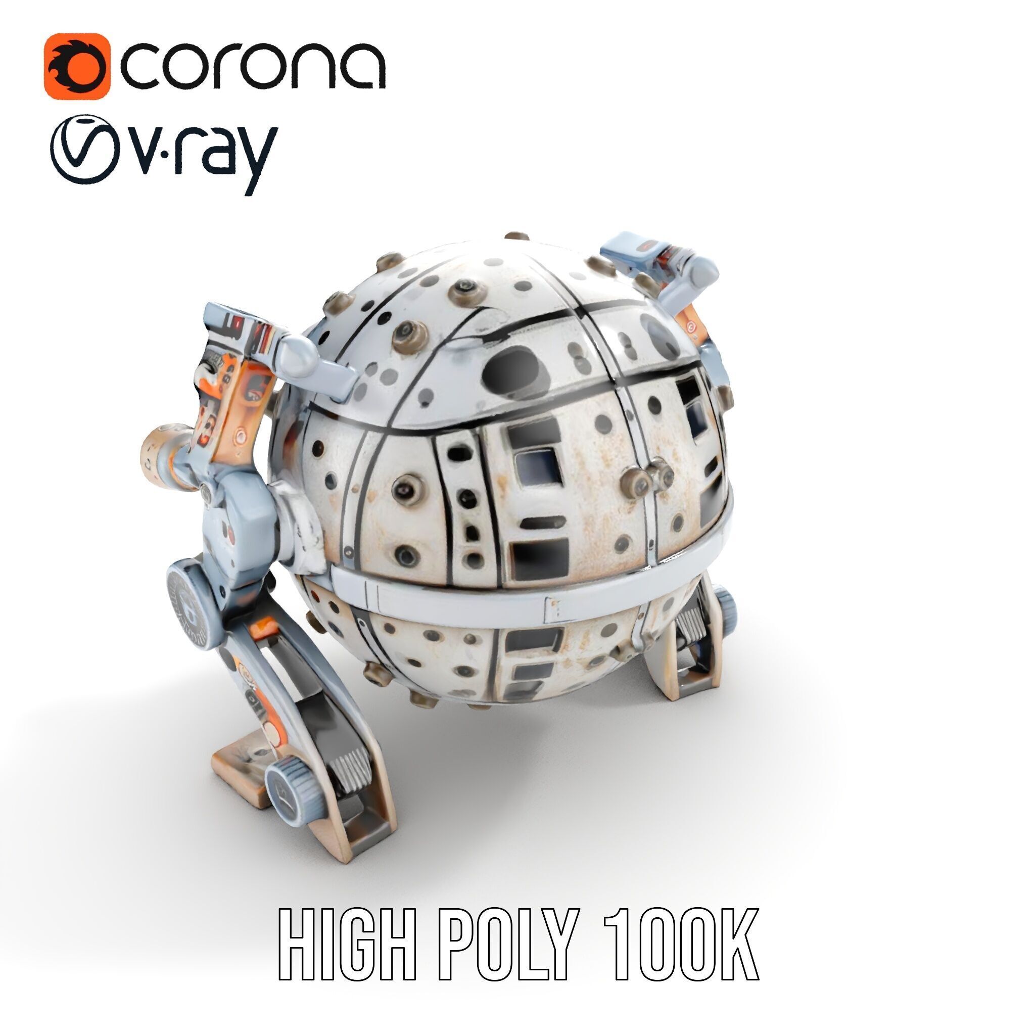 Futuristic Spherical Robot model pack Low-poly 3D model_28