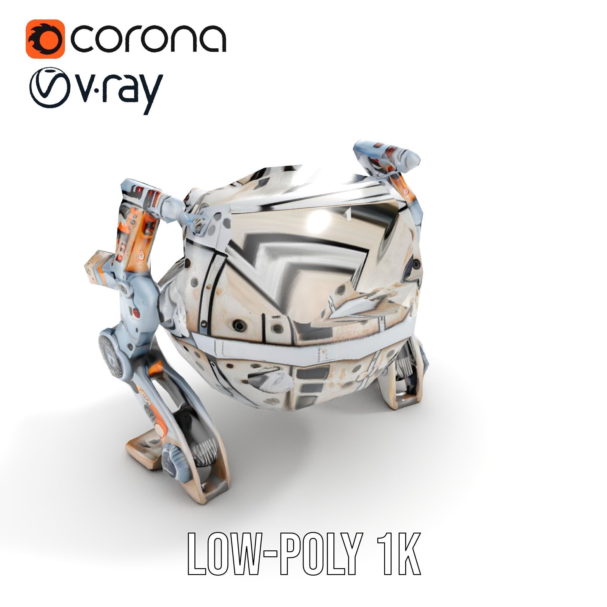 Futuristic Spherical Robot model pack Low-poly 3D model_22