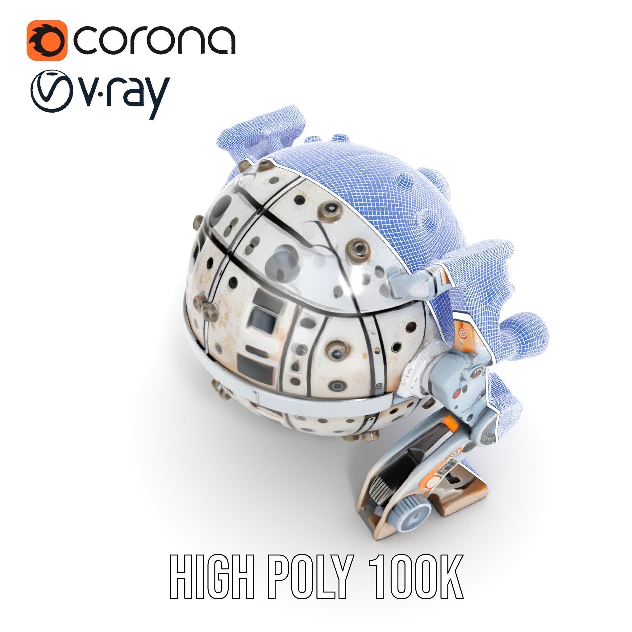 Futuristic Spherical Robot model pack Low-poly 3D model_34
