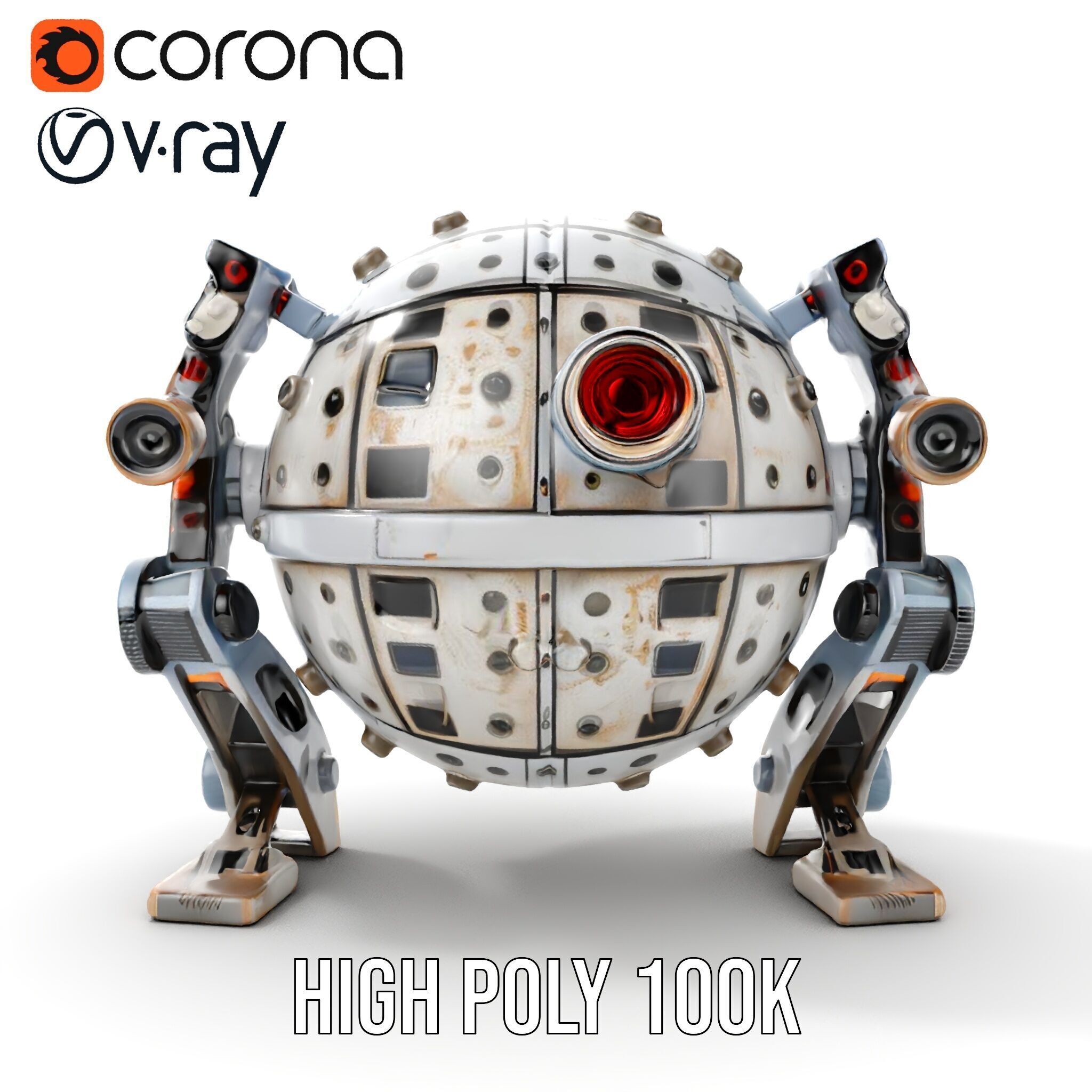 Futuristic Spherical Robot model pack Low-poly 3D model_20