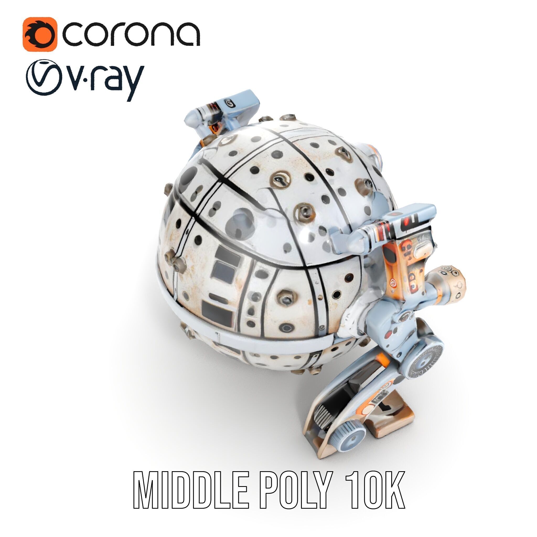 Futuristic Spherical Robot model pack Low-poly 3D model_10