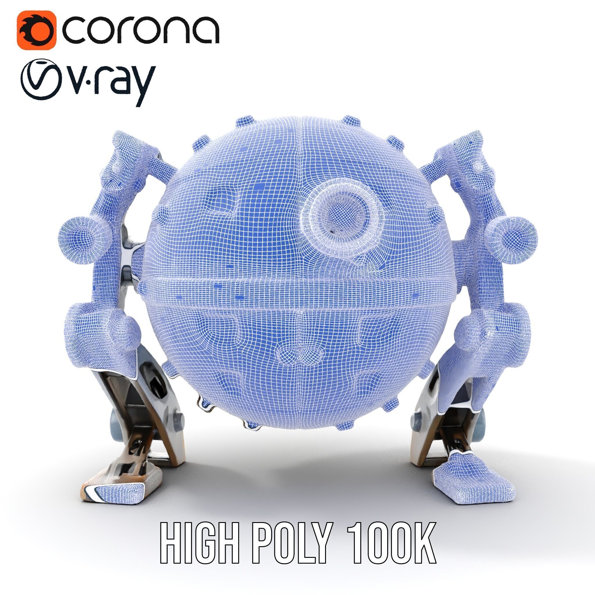 Futuristic Spherical Robot model pack Low-poly 3D model_39