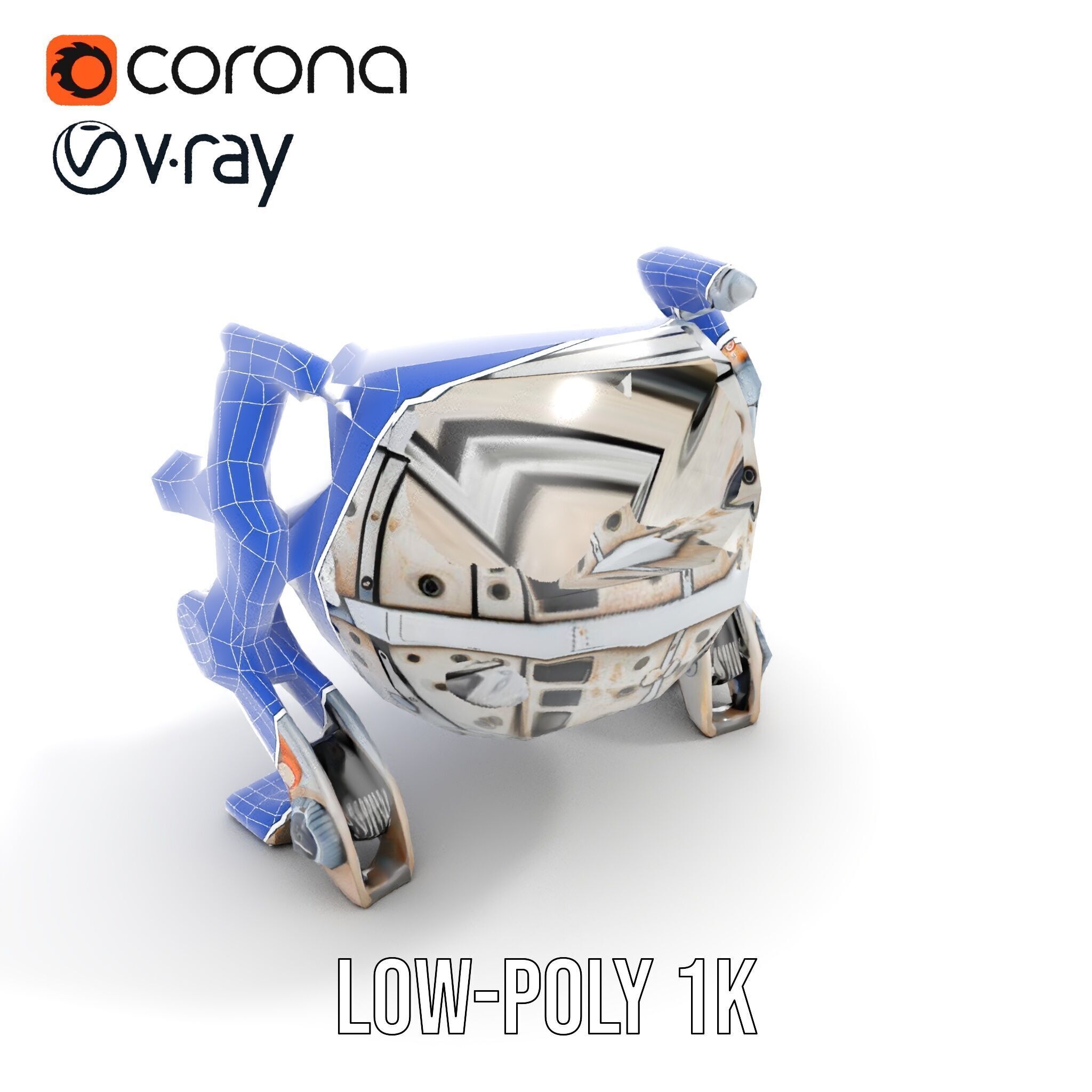 Futuristic Spherical Robot model pack Low-poly 3D model_30