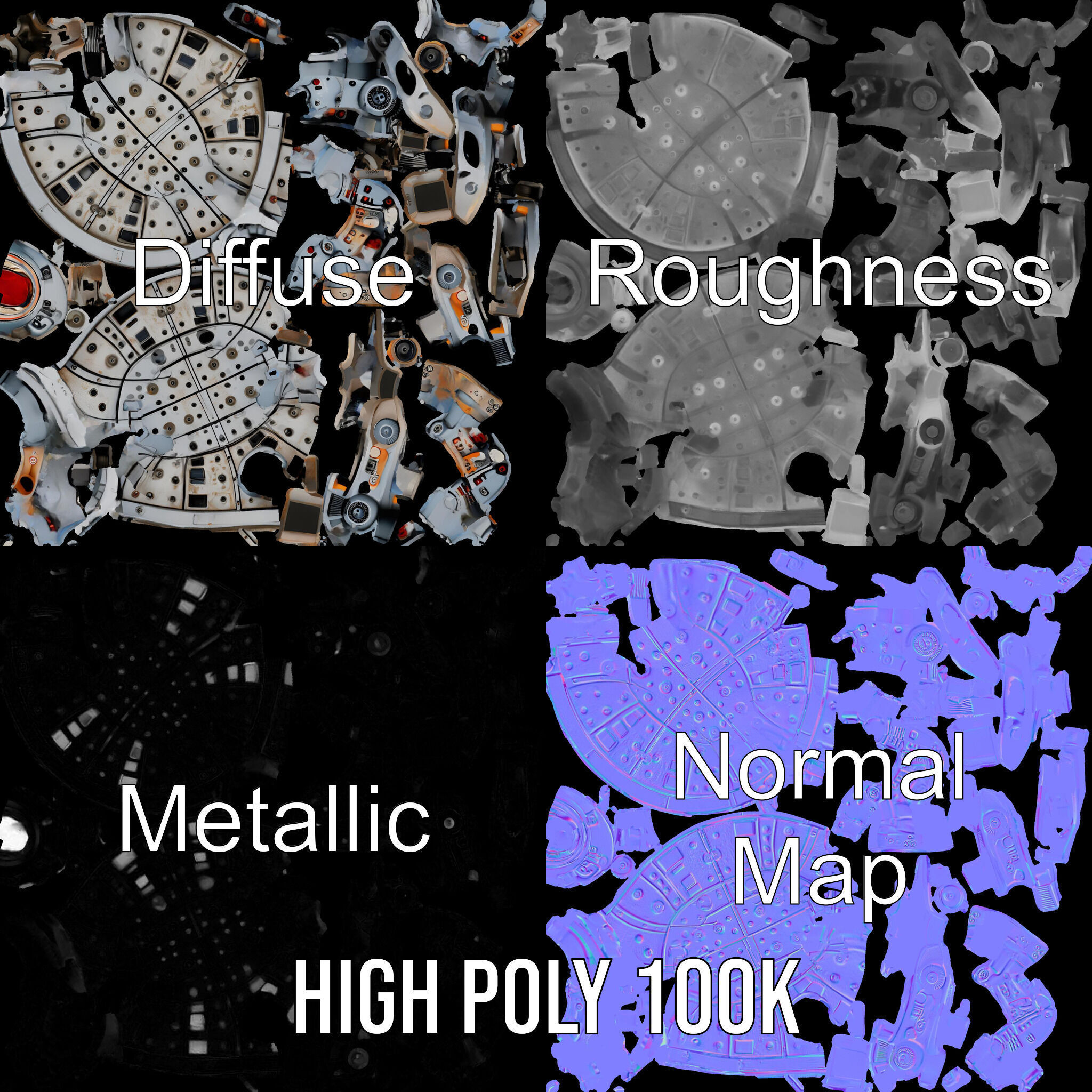 Futuristic Spherical Robot model pack Low-poly 3D model_4