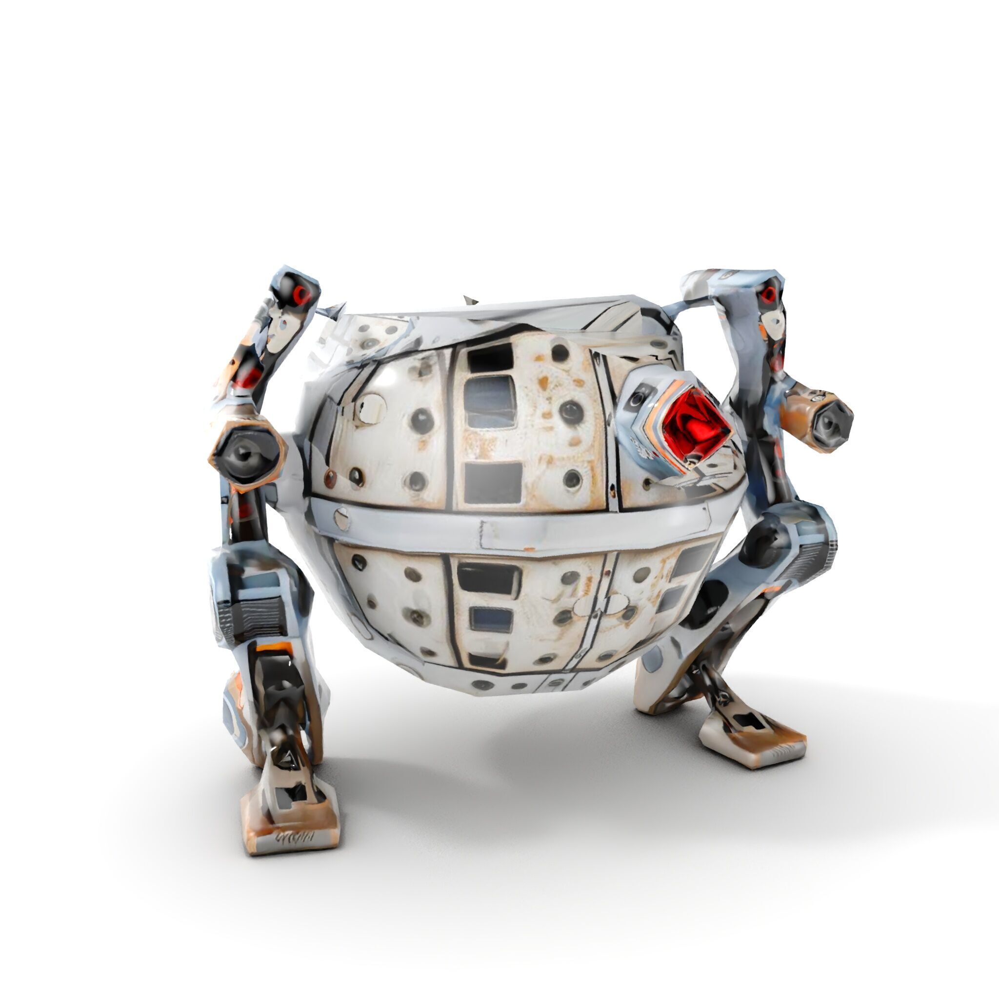 Futuristic Spherical Robot model pack Low-poly 3D model_25