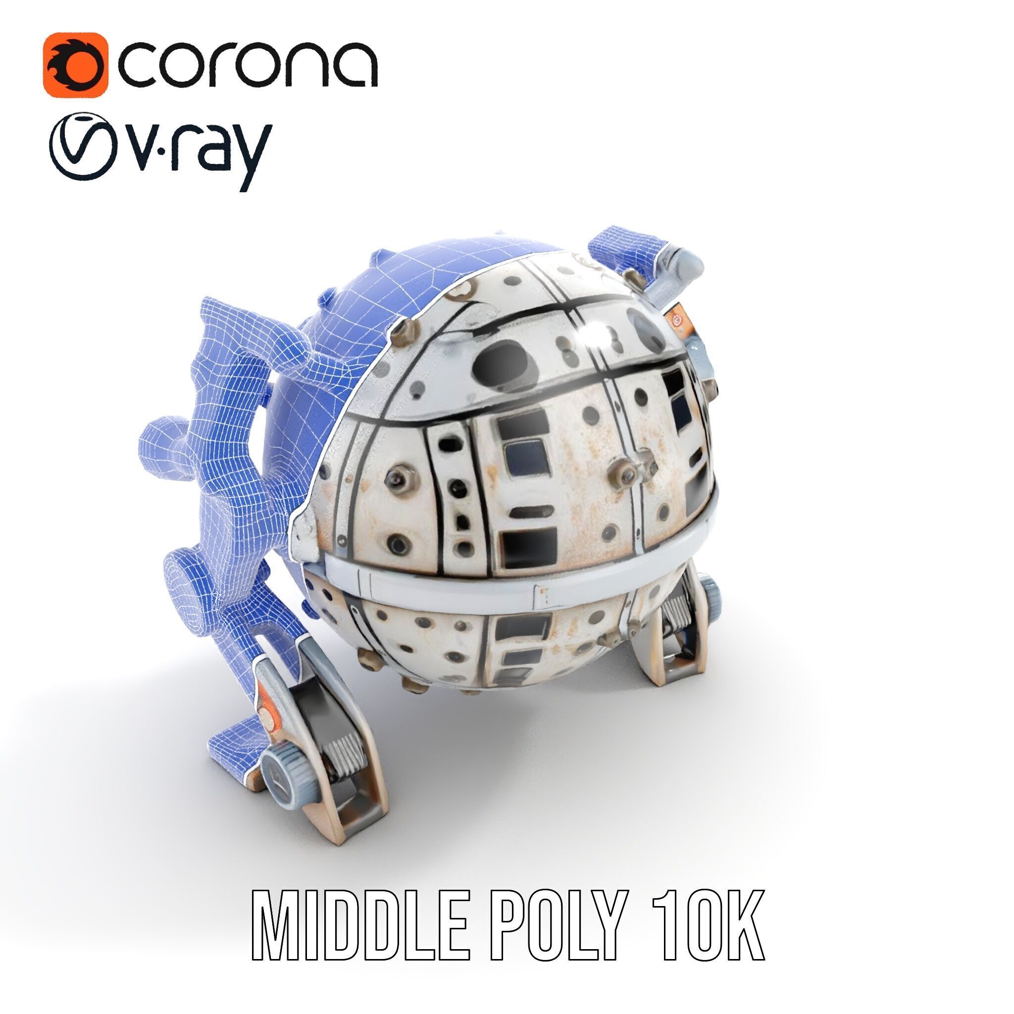 Futuristic Spherical Robot model pack Low-poly 3D model_18