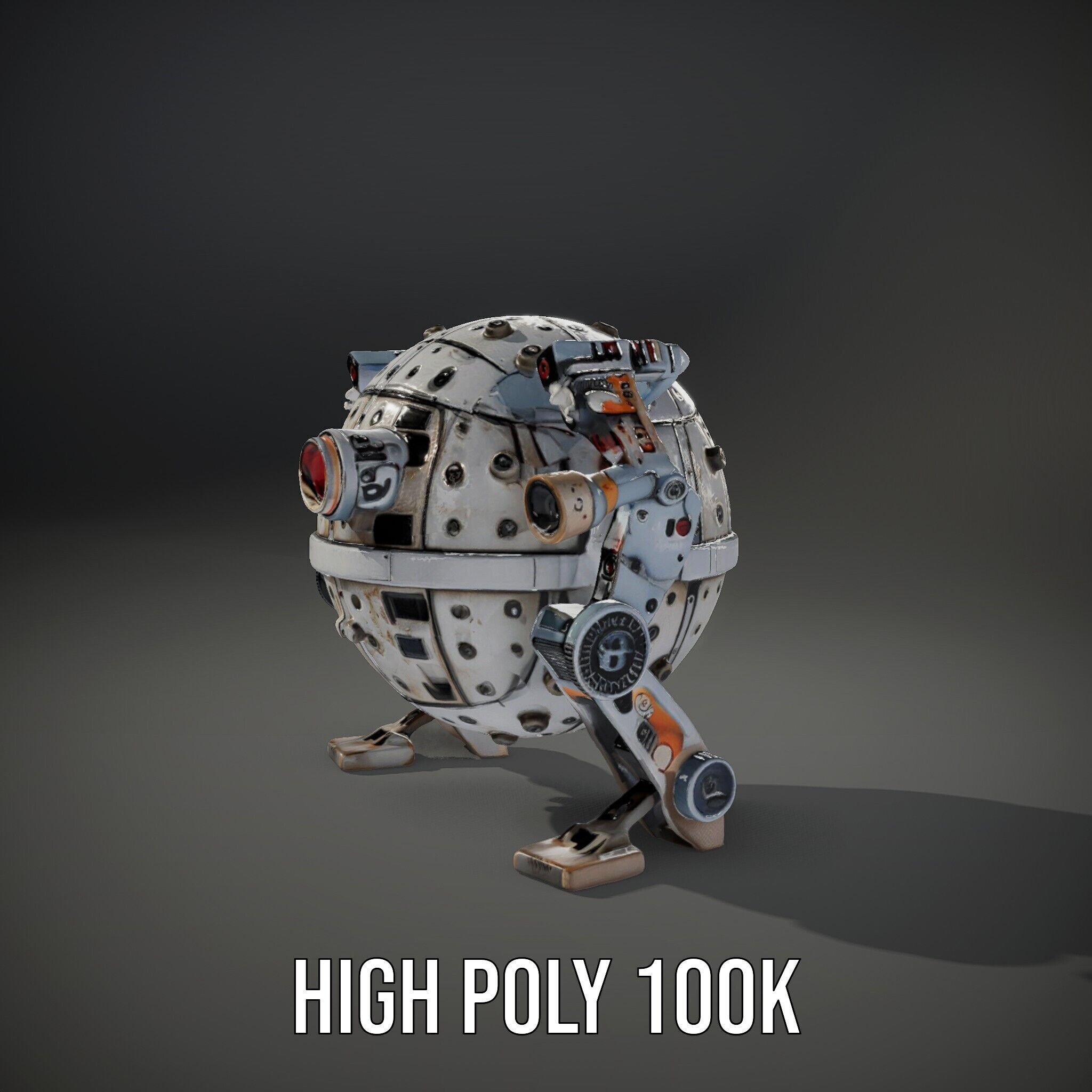 Futuristic Spherical Robot model pack Low-poly 3D model_15