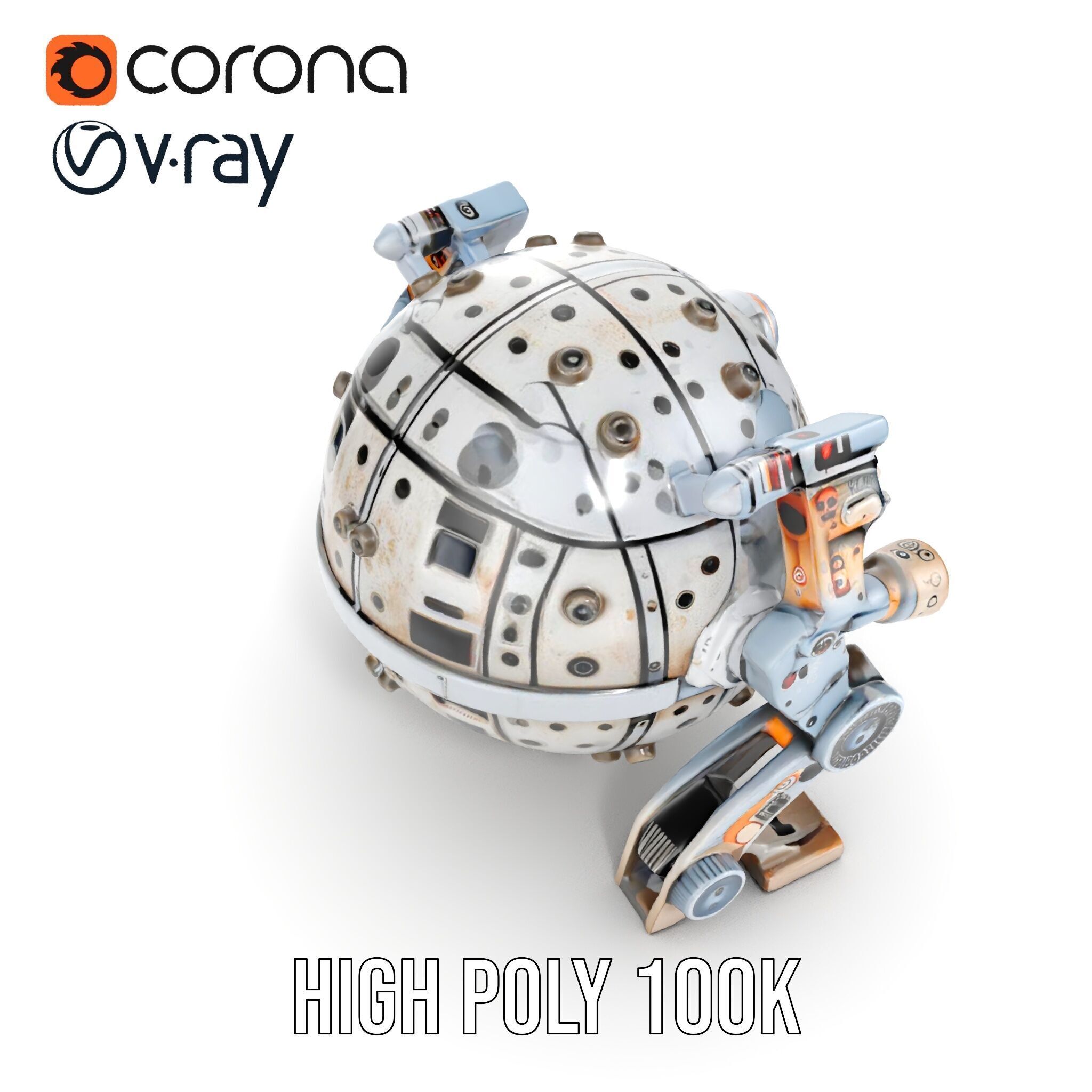 Futuristic Spherical Robot model pack Low-poly 3D model_23