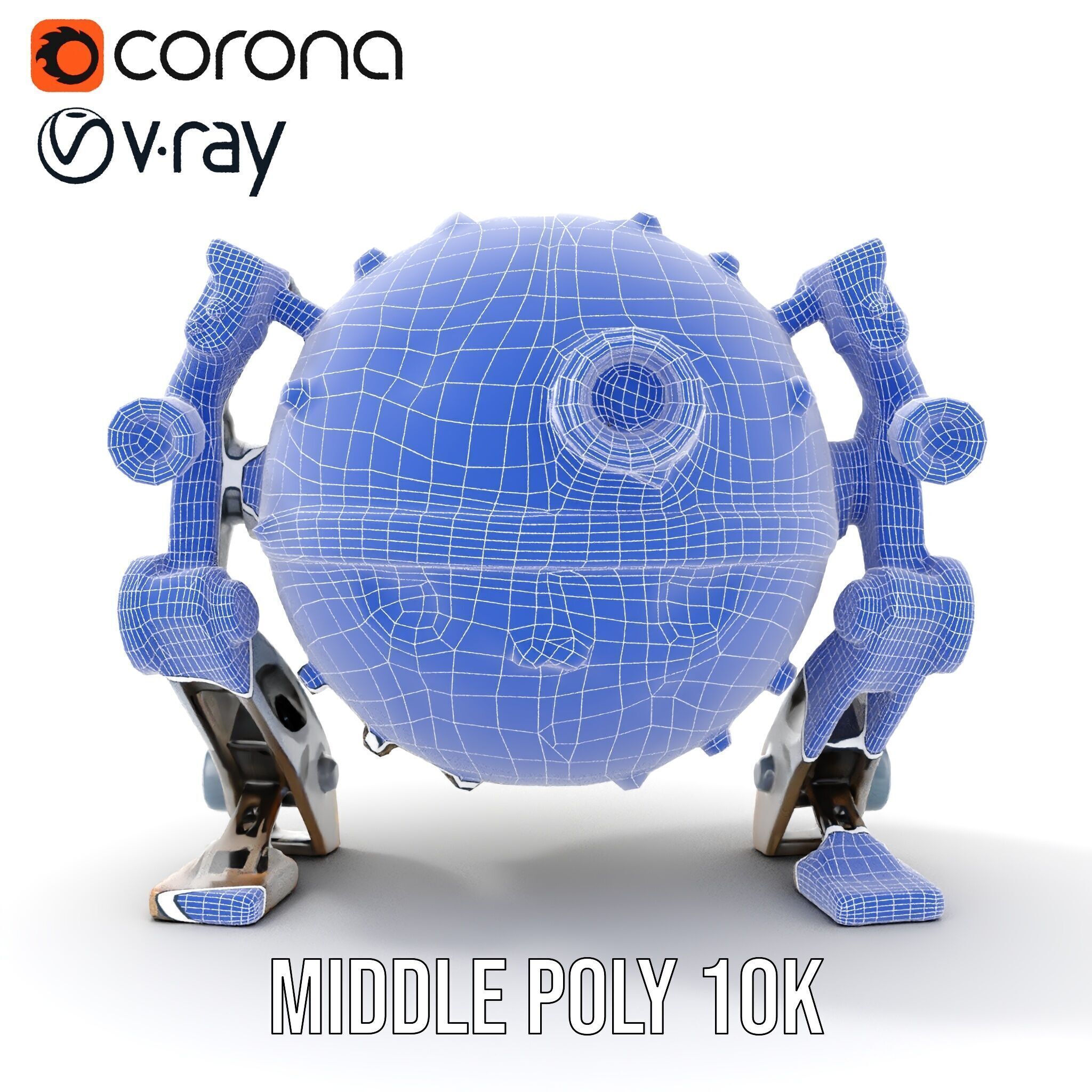Futuristic Spherical Robot model pack Low-poly 3D model_29