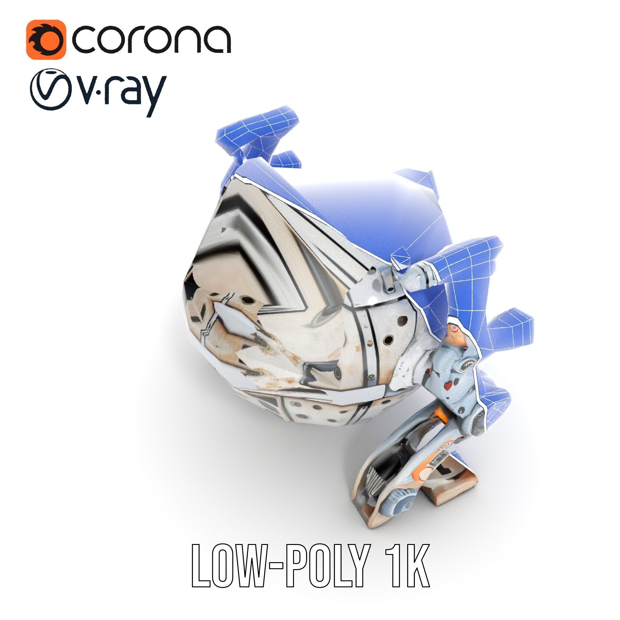 Futuristic Spherical Robot model pack Low-poly 3D model_14