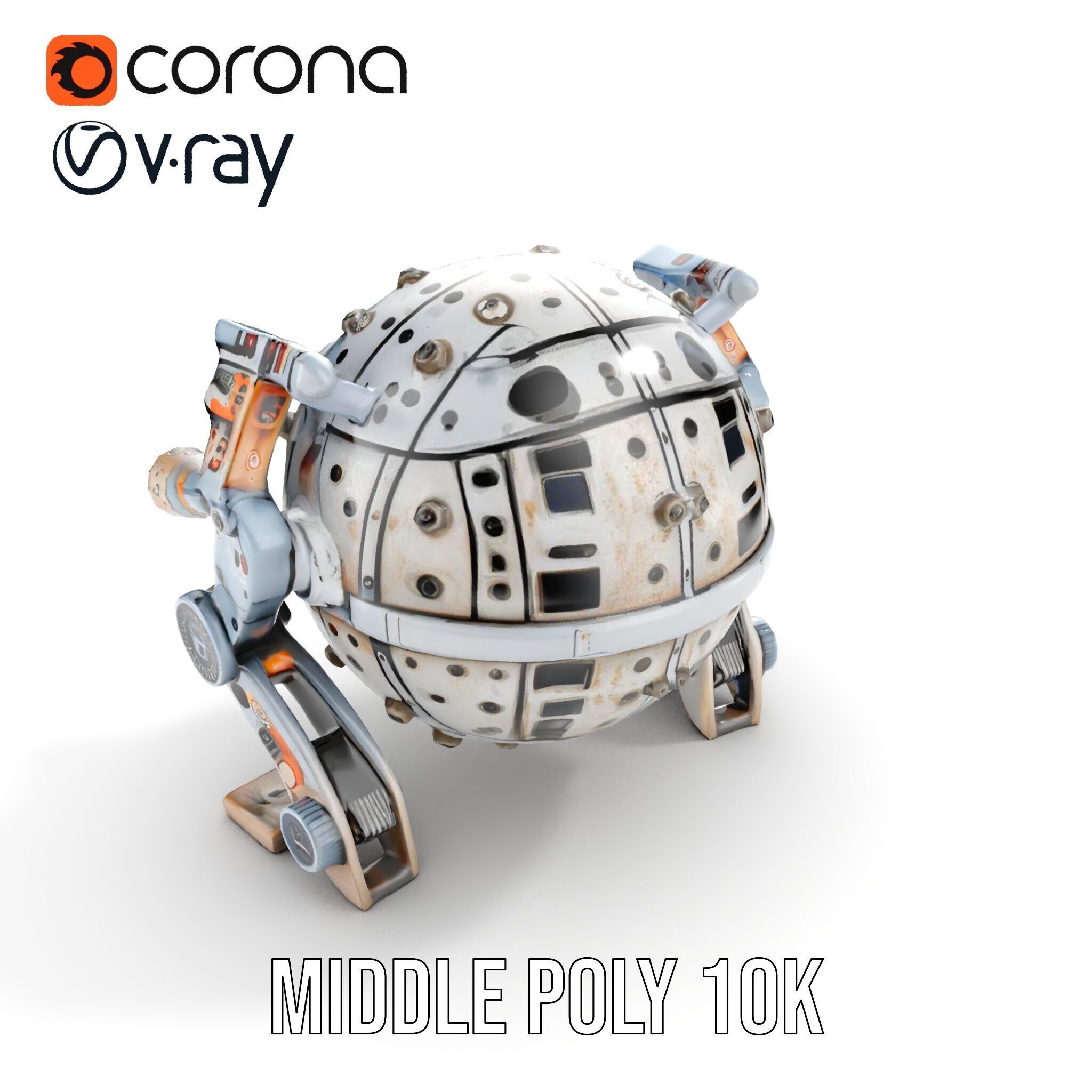 Futuristic Spherical Robot model pack Low-poly 3D model_24