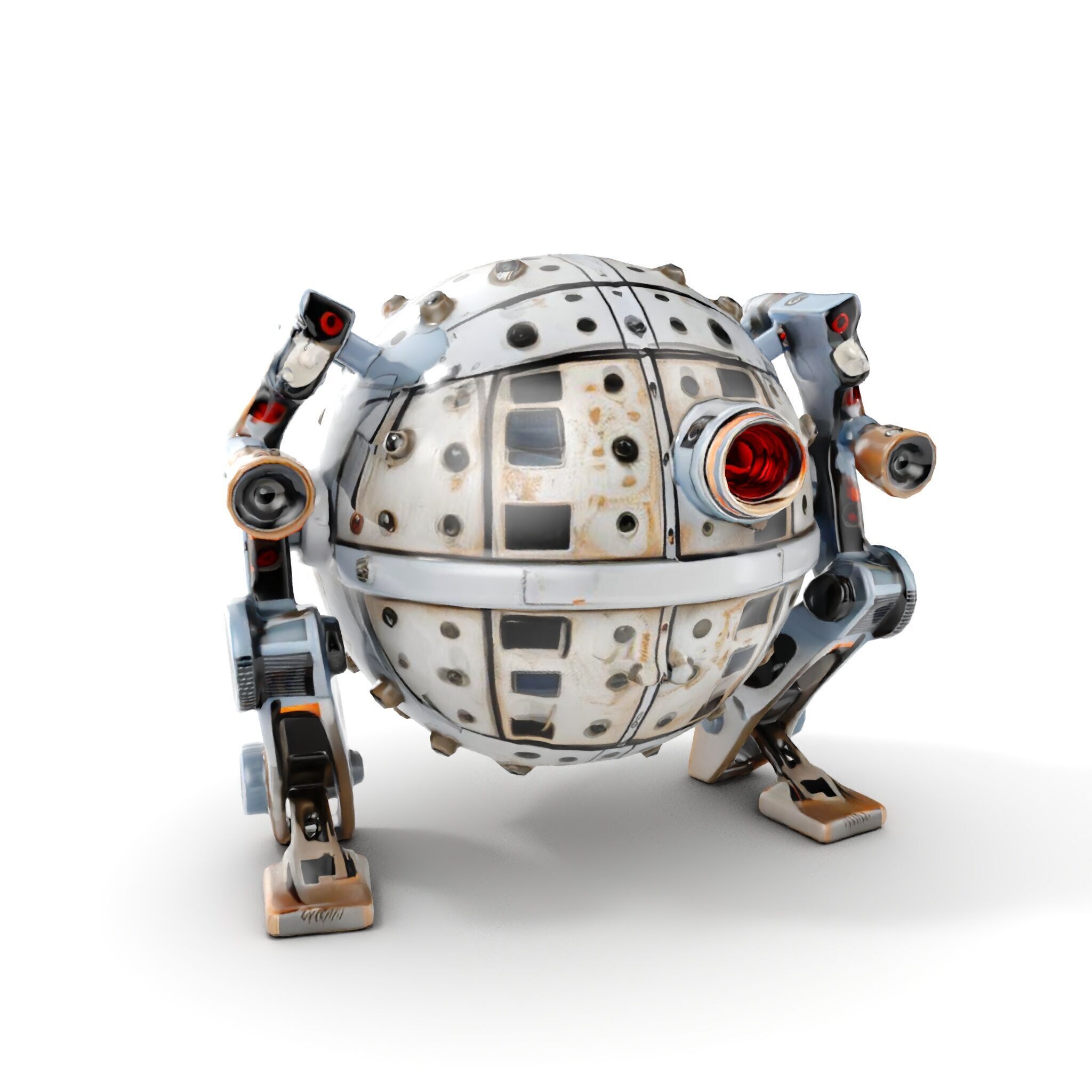Futuristic Spherical Robot model pack Low-poly 3D model_16