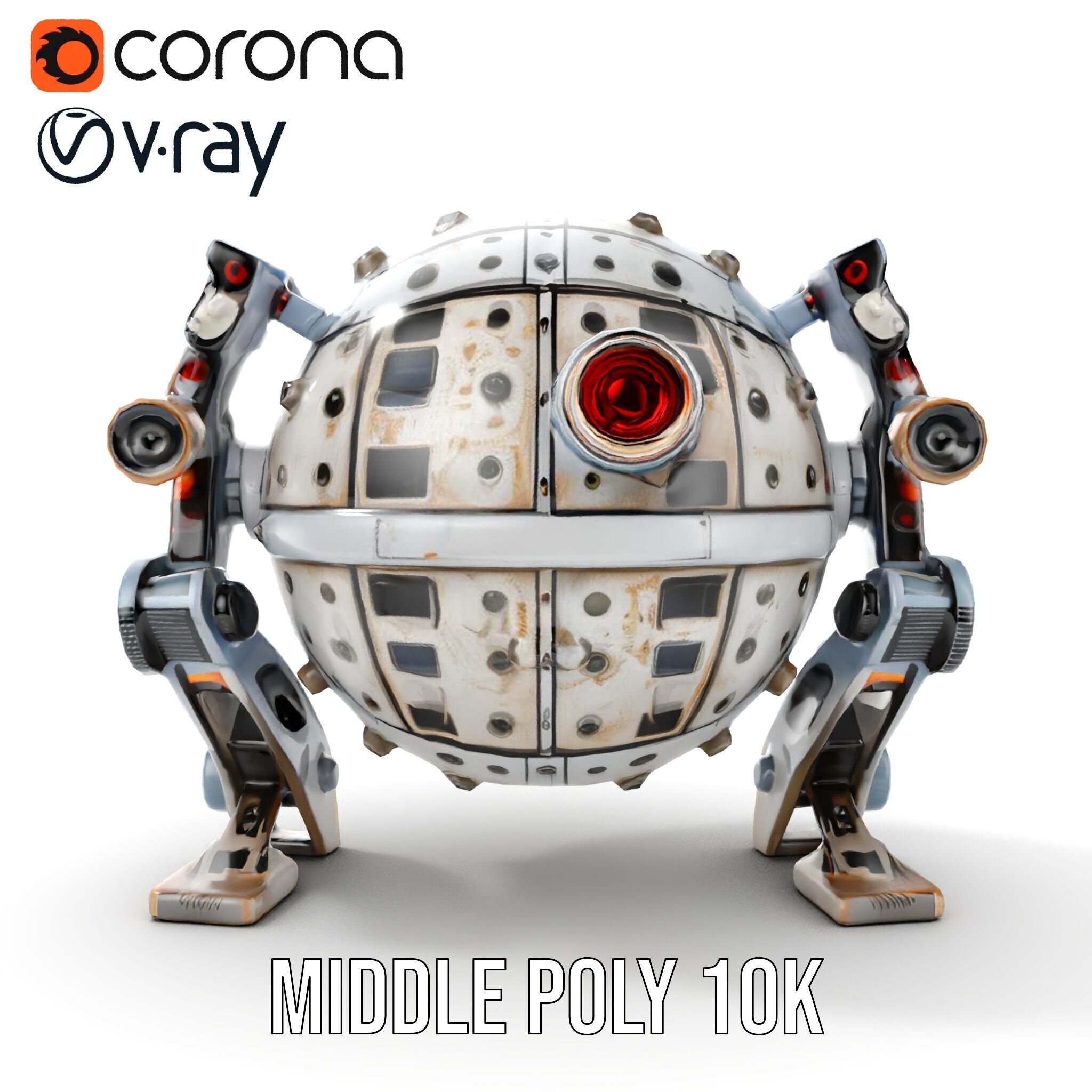 Futuristic Spherical Robot model pack Low-poly 3D model_21