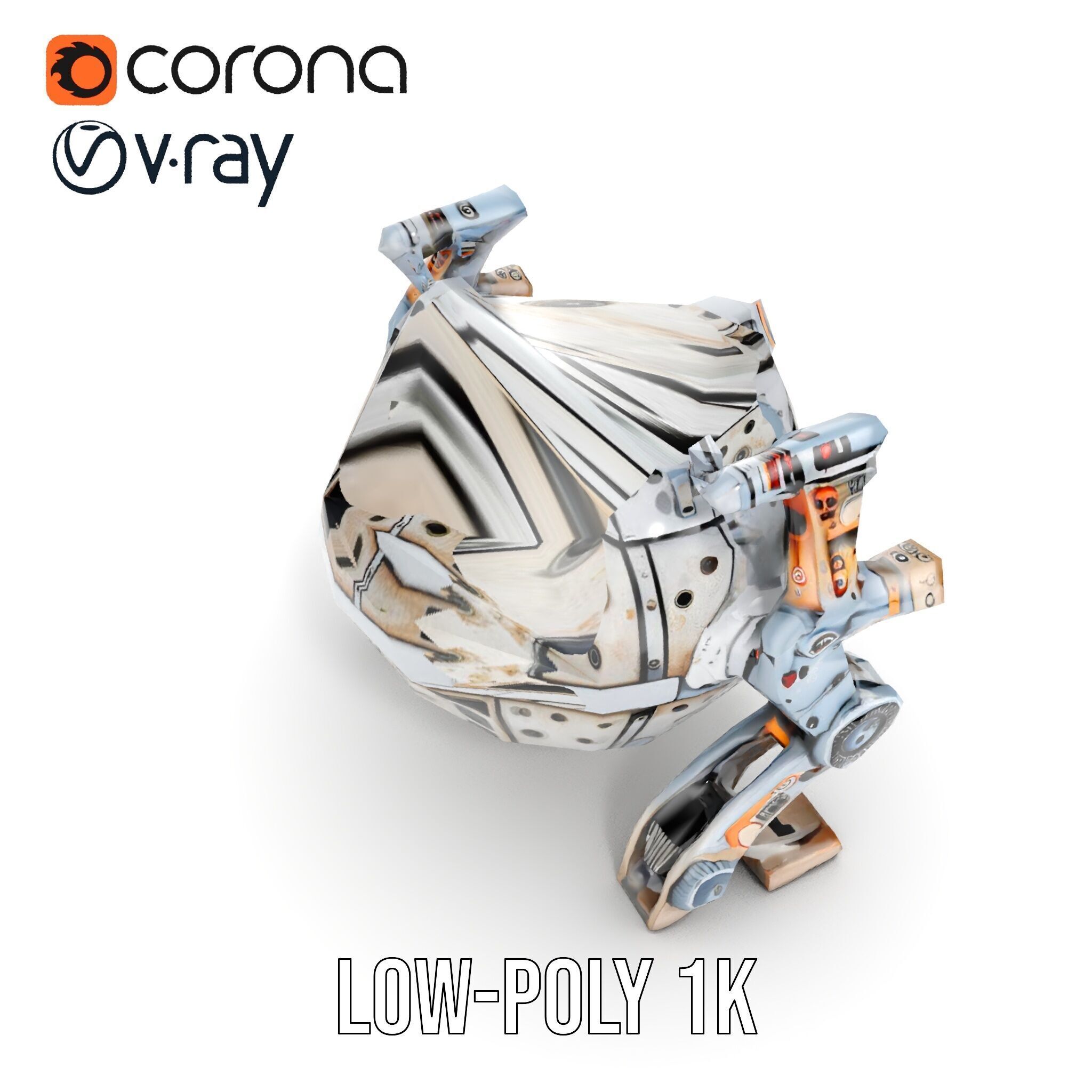 Futuristic Spherical Robot model pack Low-poly 3D model_17