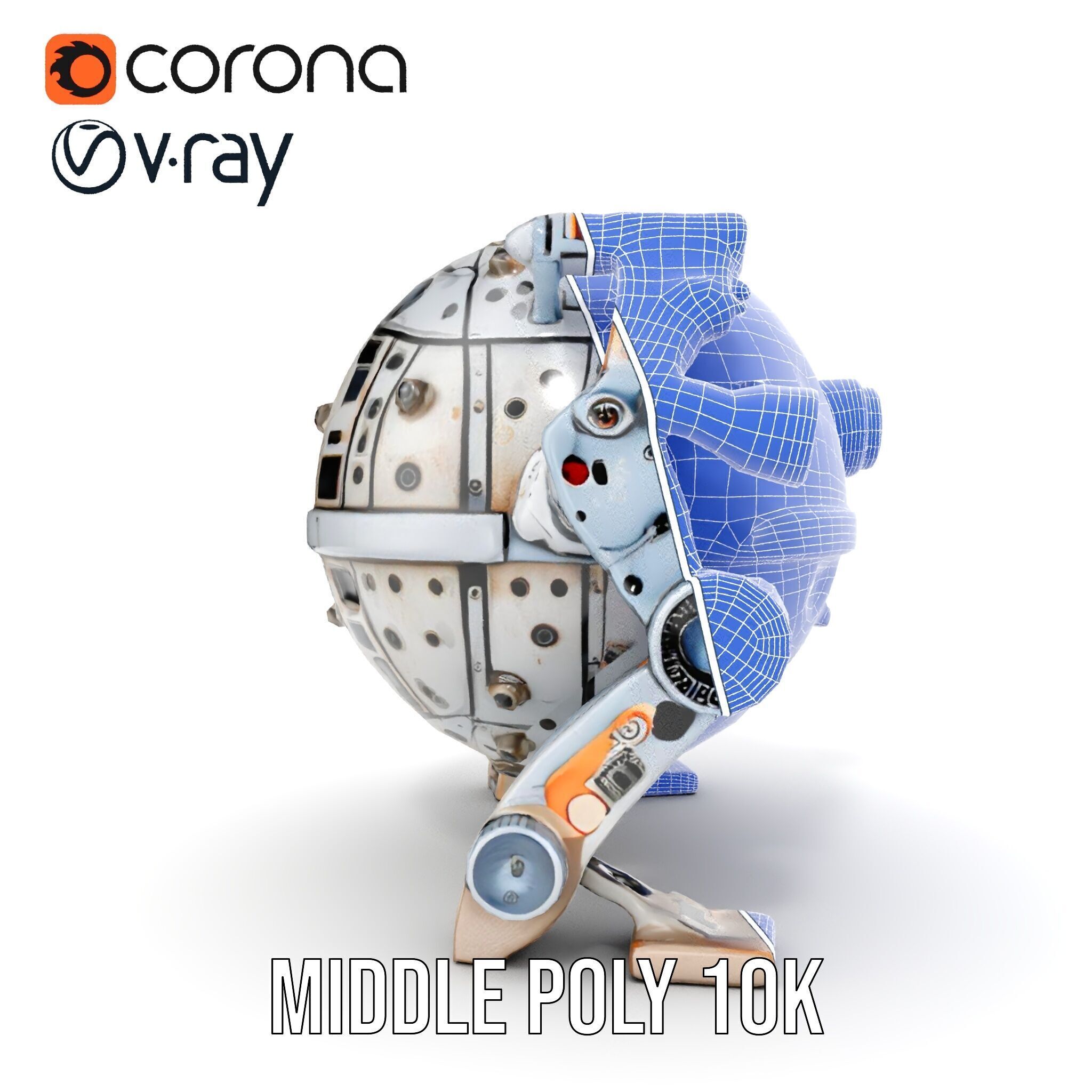 Futuristic Spherical Robot model pack Low-poly 3D model_32