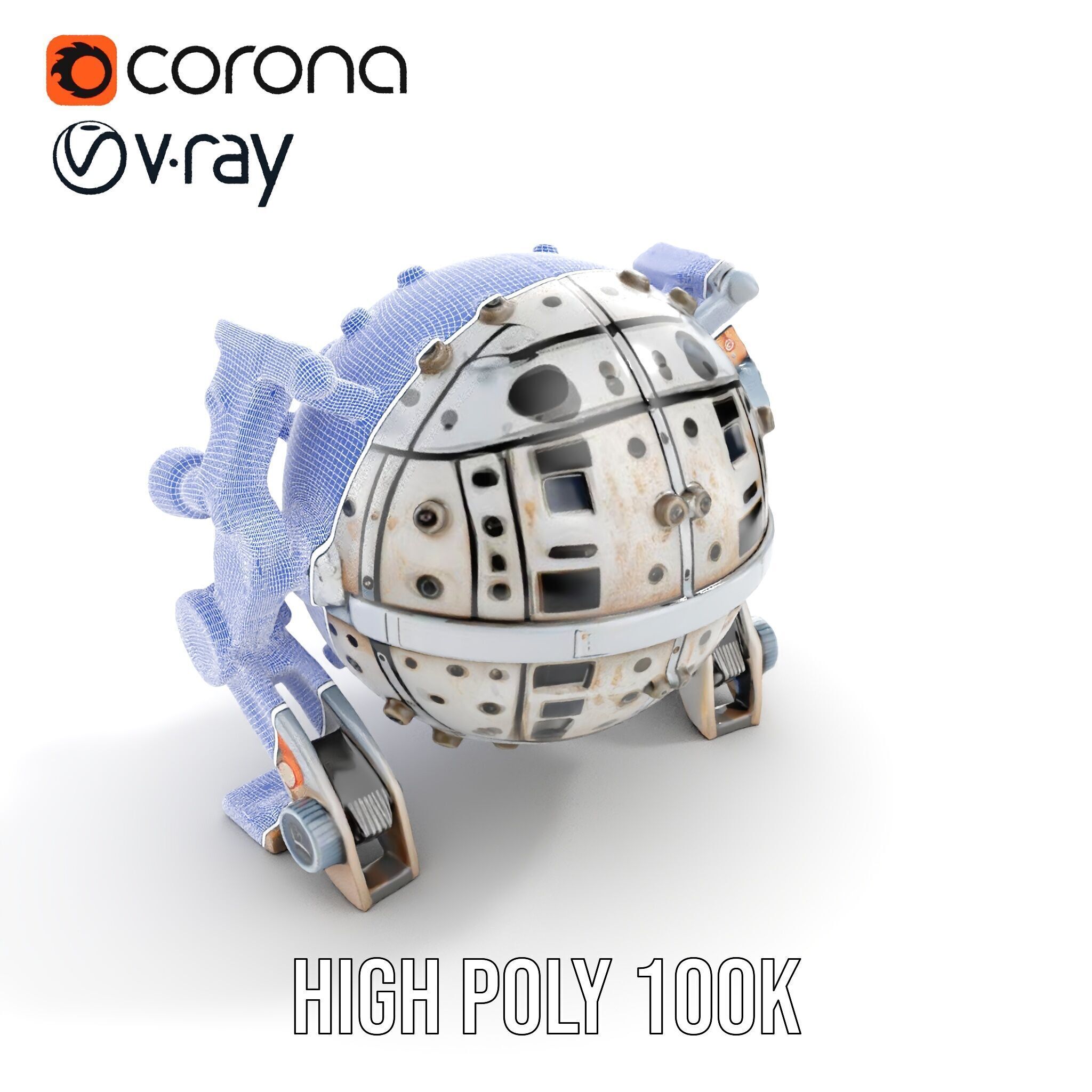 Futuristic Spherical Robot model pack Low-poly 3D model_38