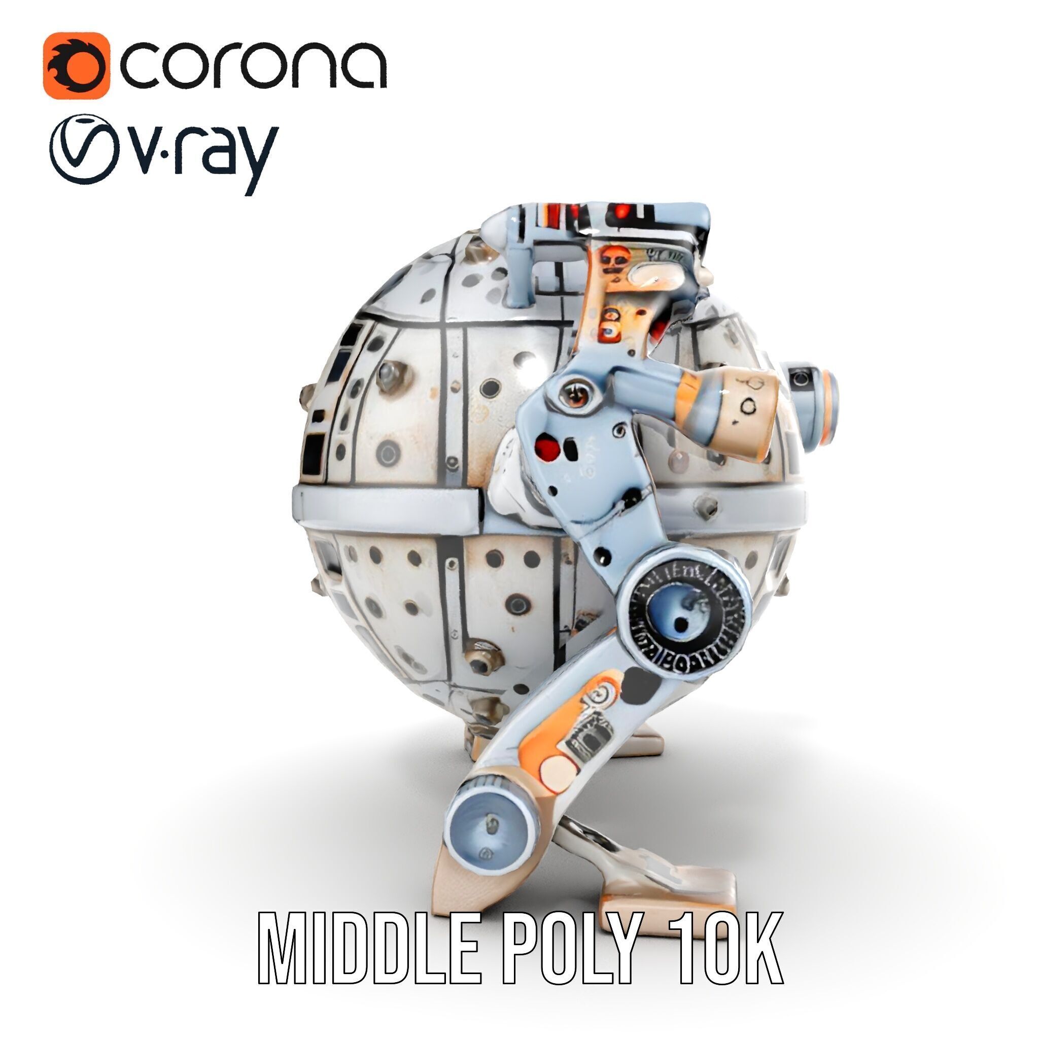 Futuristic Spherical Robot model pack Low-poly 3D model_13