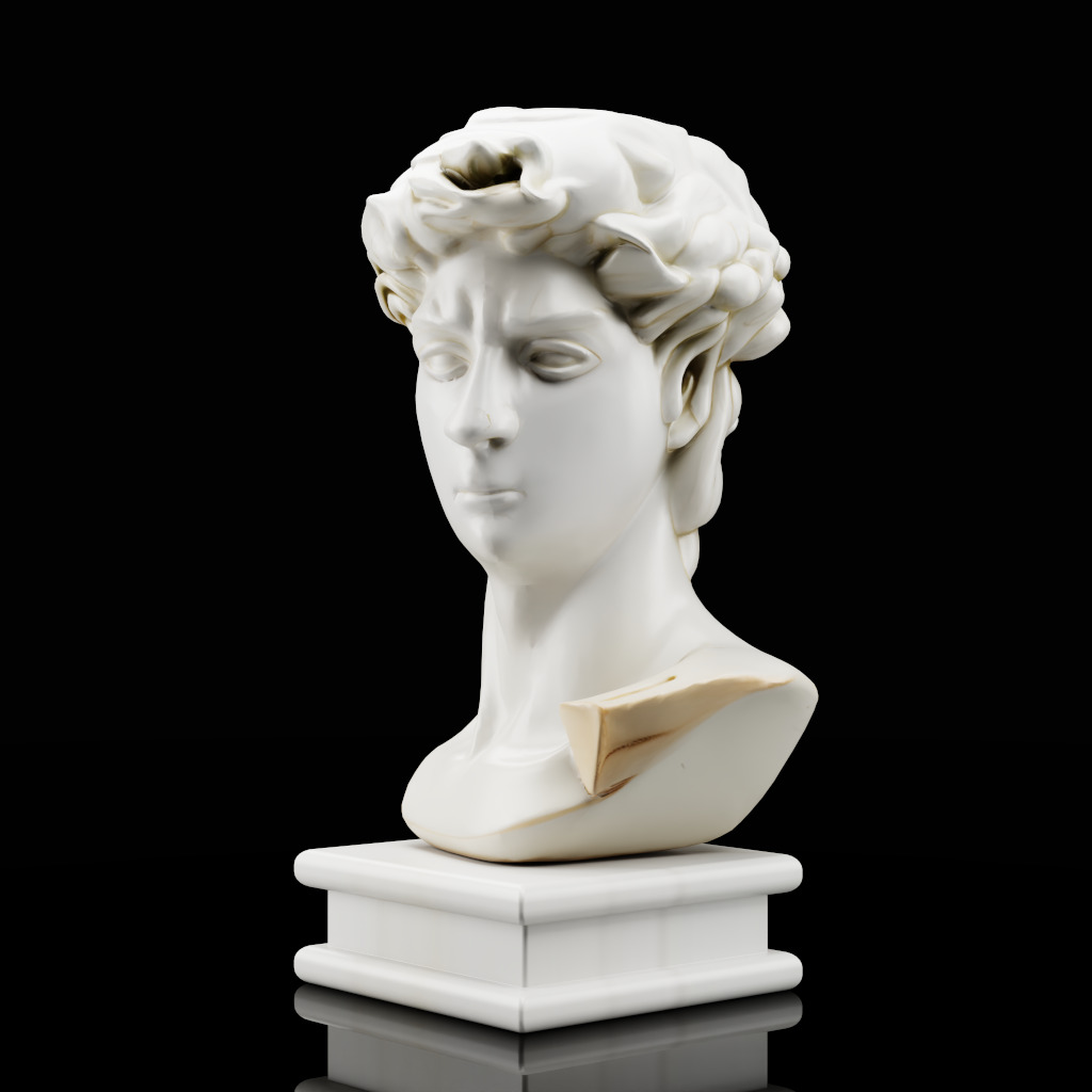 Greco-Roman Male Statue Bust 3D model_3