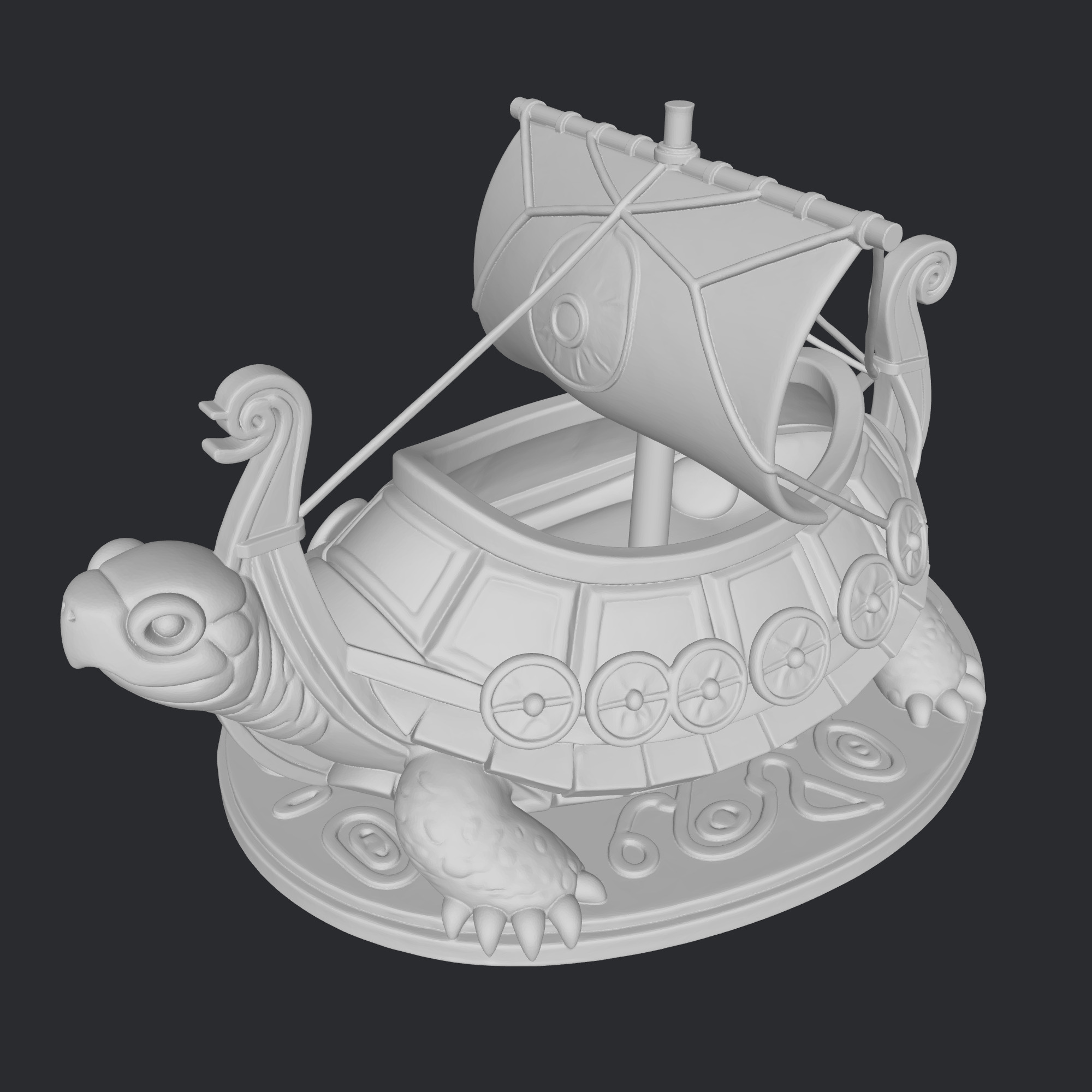 sea turtle-viking ship-pot-multipurpose 3D print model_4