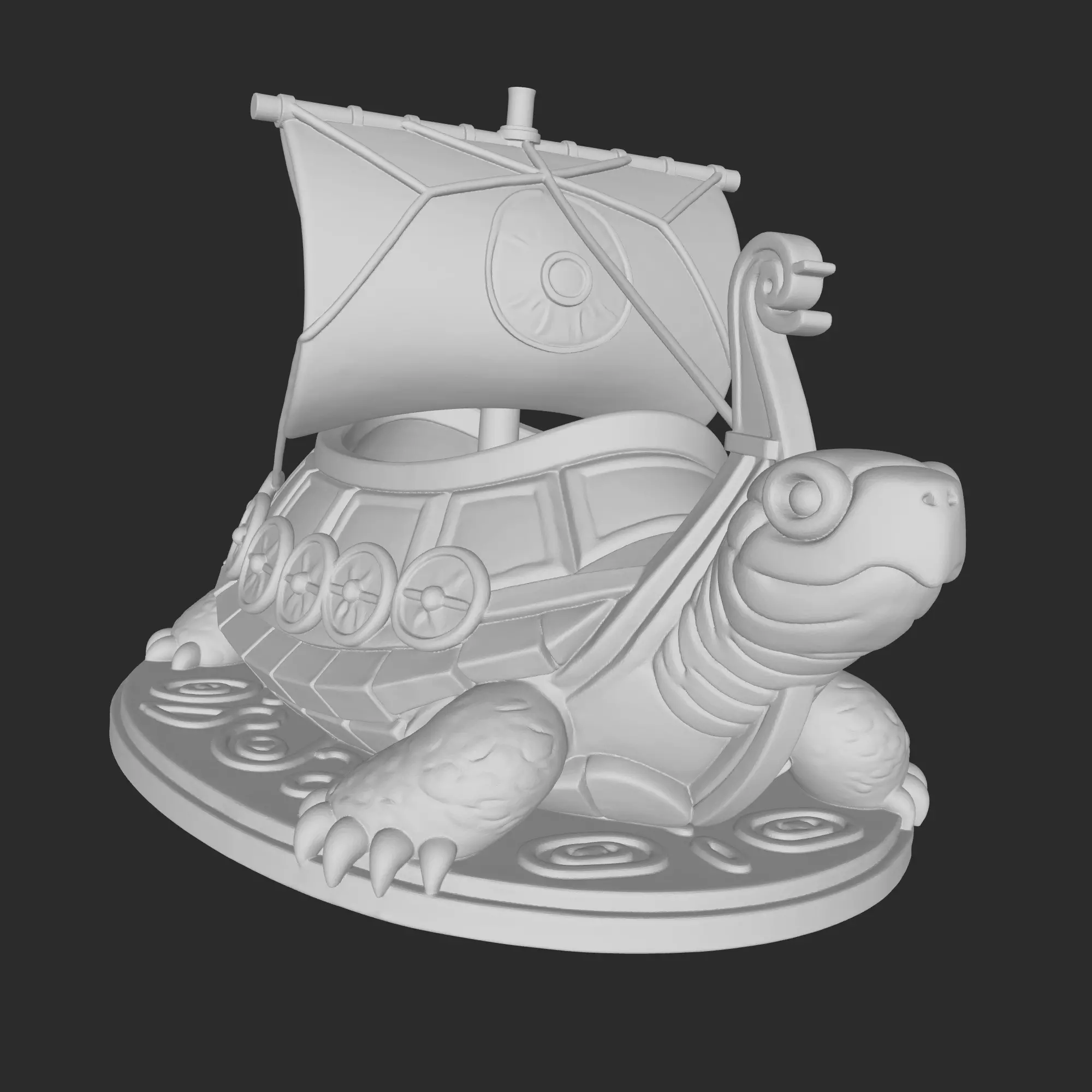 sea turtle-viking ship-pot-multipurpose 3D print model_0