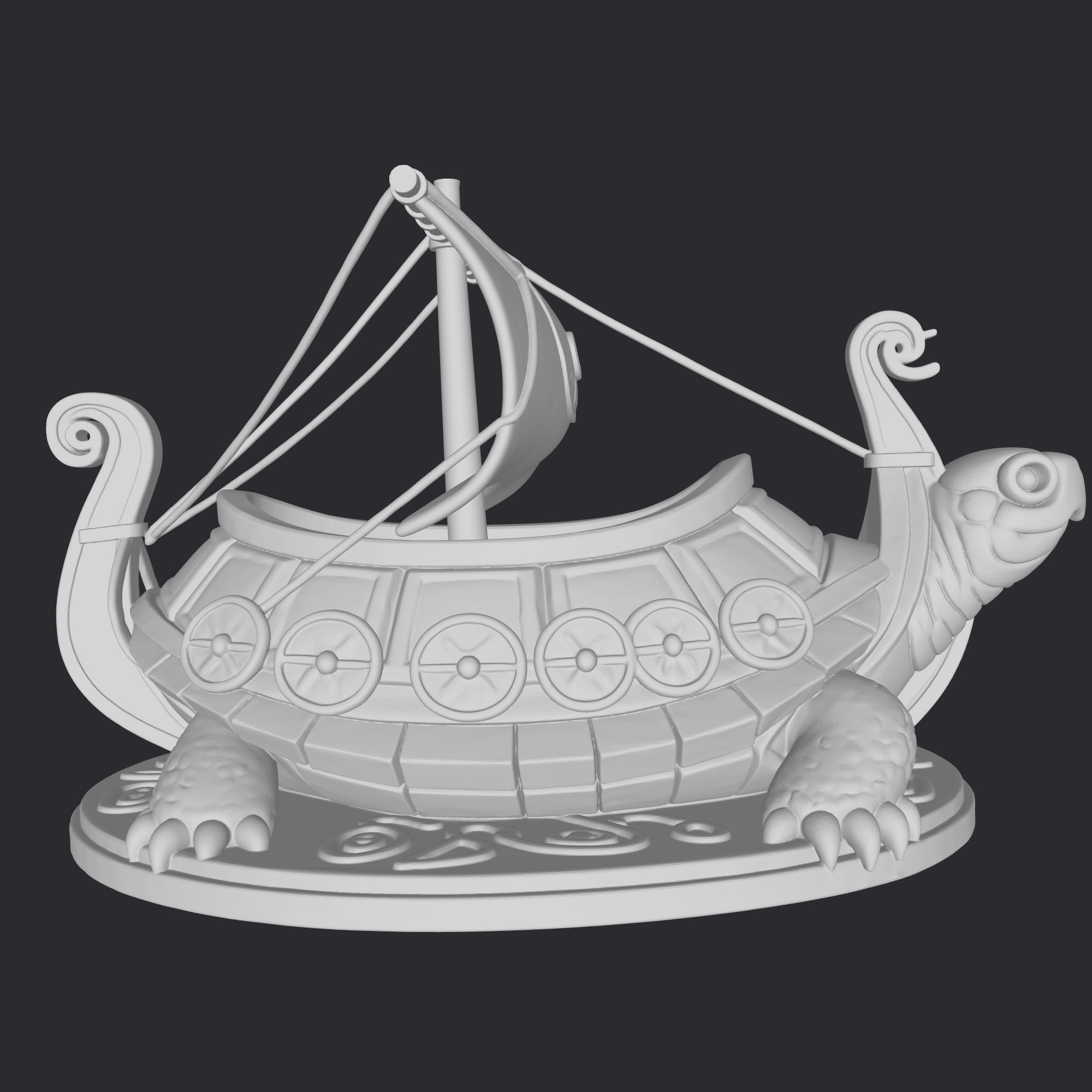 sea turtle-viking ship-pot-multipurpose 3D print model_1