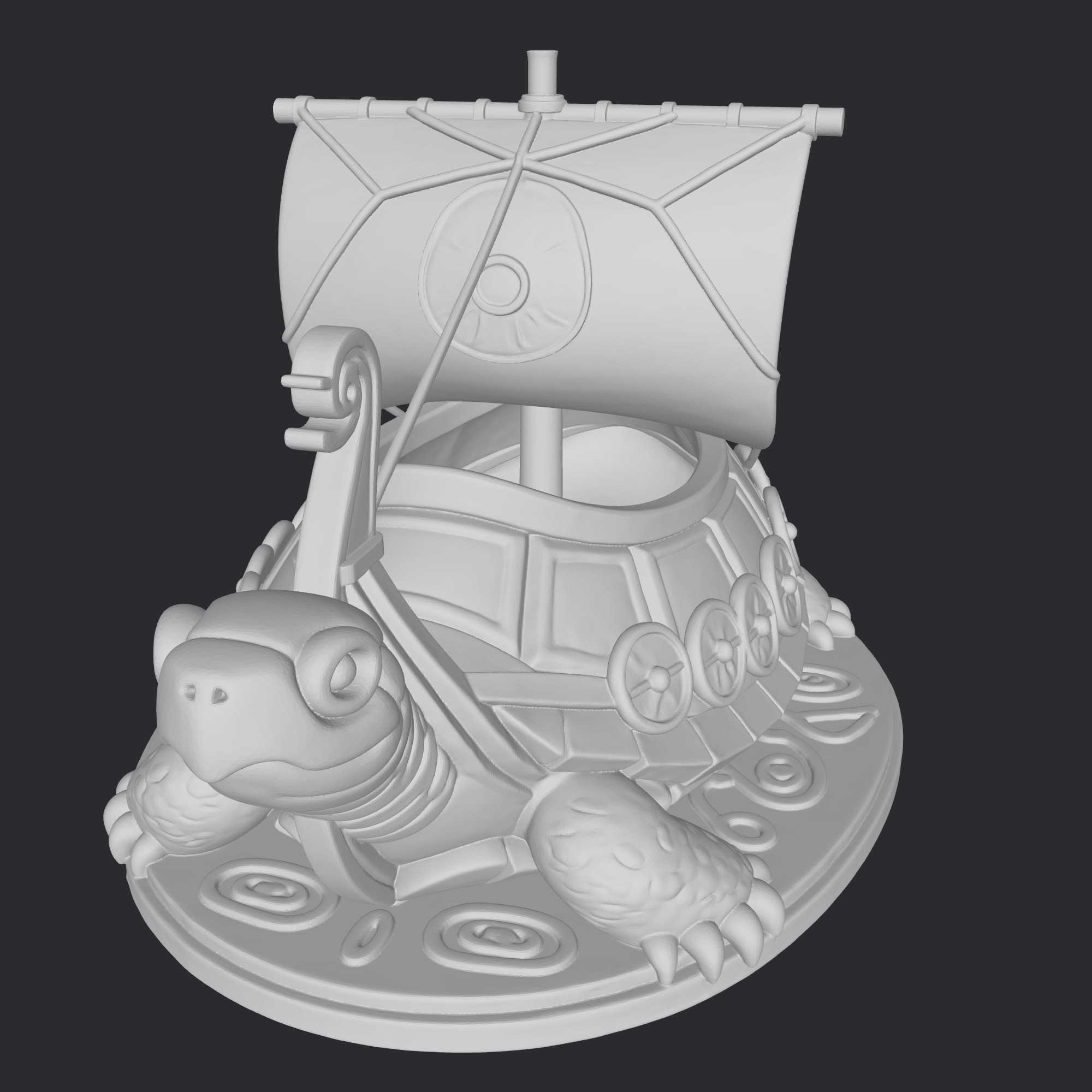 sea turtle-viking ship-pot-multipurpose 3D print model_2