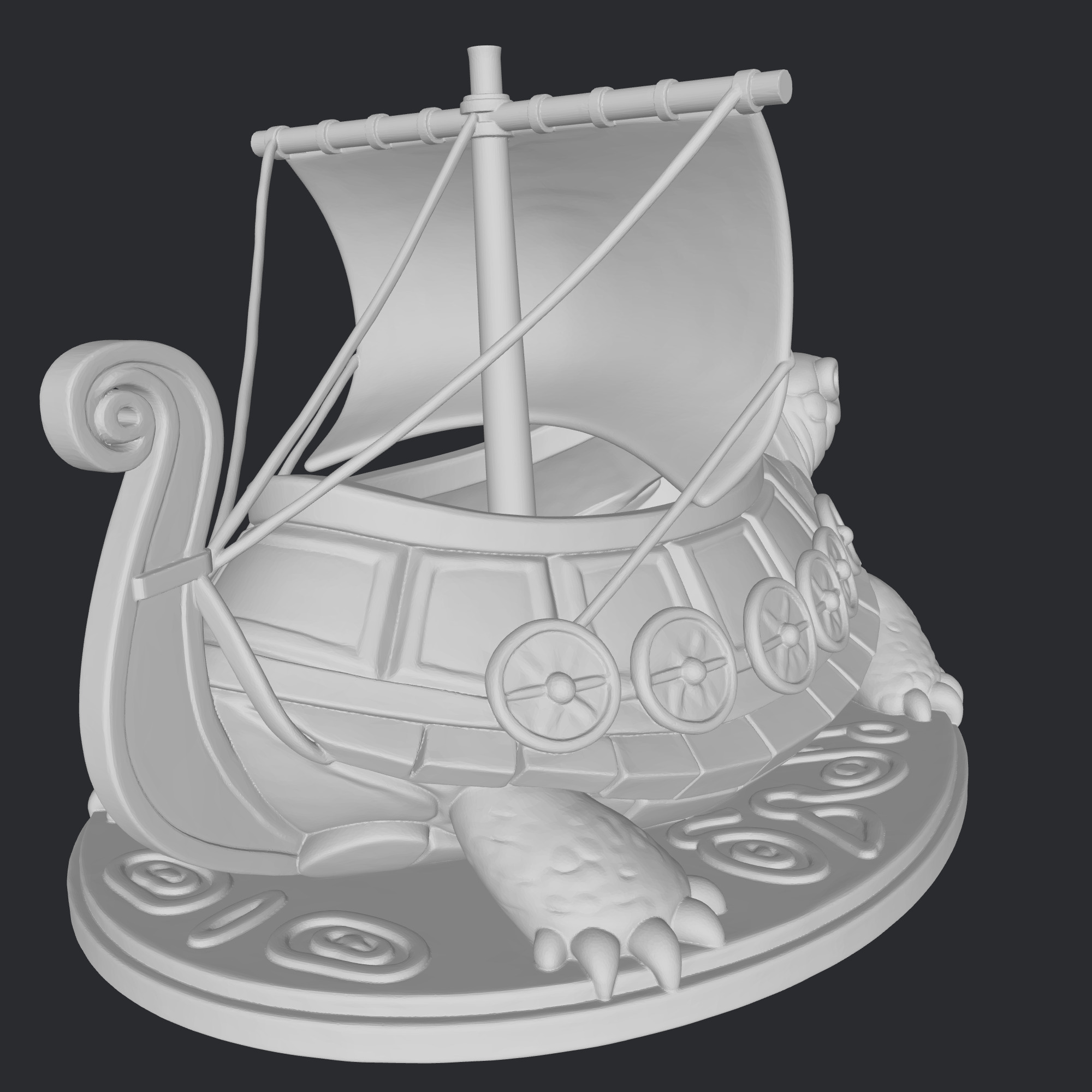 sea turtle-viking ship-pot-multipurpose 3D print model_3