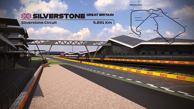 Silverstone Track Low-poly 3D model