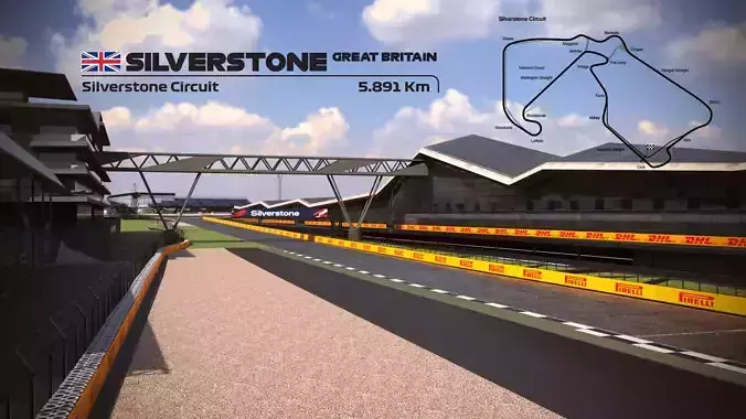 Silverstone Track Low-poly 3D model