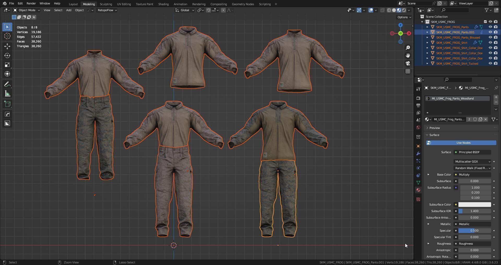 USMC FROG COMBAT UNIFORM Low-poly 3D model_9