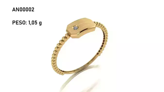 RECTANGULAR RING WITH TINY BALLS ON SIDES