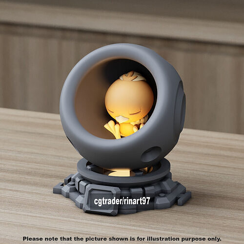 Torchic in healing machine pods from pokemon 3D print model