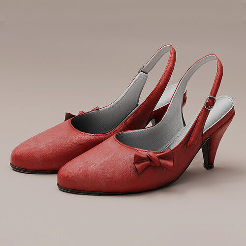 Soviet Style Slingback Shoes PBR Low-poly 3D model