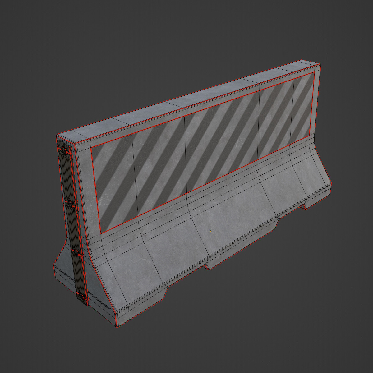 Large Concrete Barrier 04 Low-poly 3D model_7