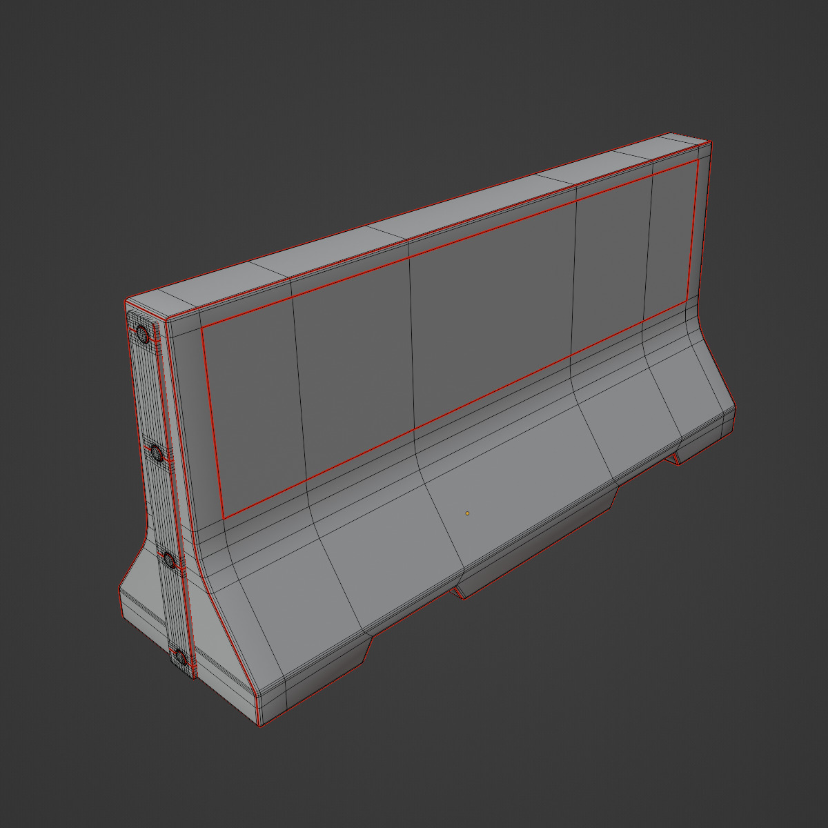 Large Concrete Barrier 04 Low-poly 3D model_8