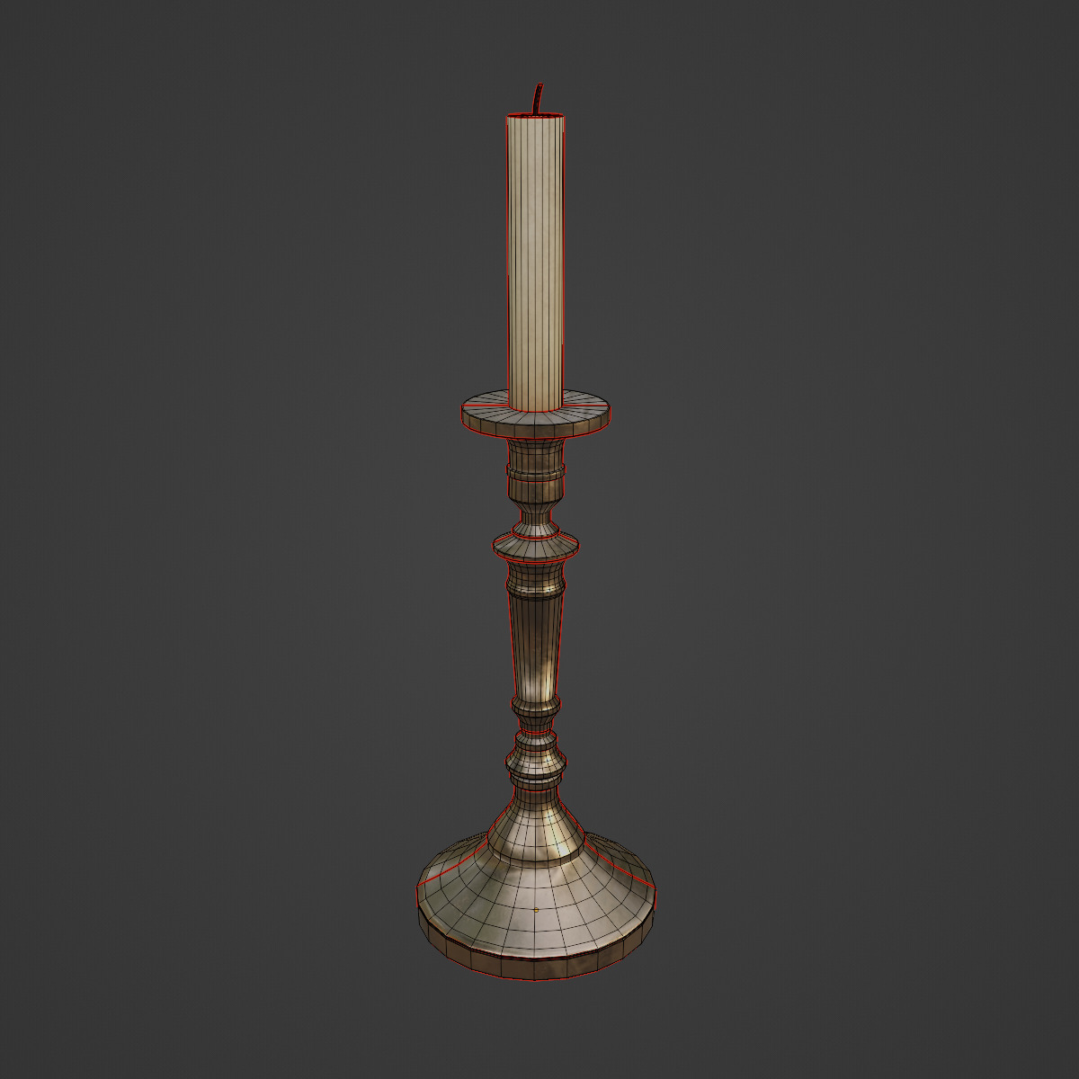 Vintage Candlestick 04 Low-poly 3D model_7