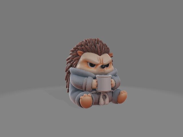 Angry Hedgehog in Pajamas Mini Grumpy Morning Statue 3D print model_1