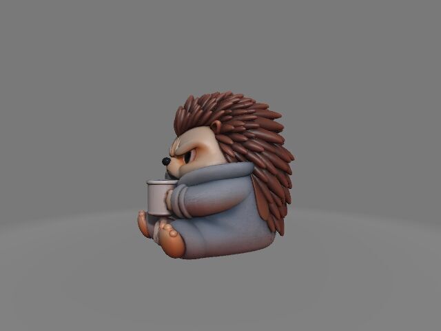 Angry Hedgehog in Pajamas Mini Grumpy Morning Statue 3D print model_3