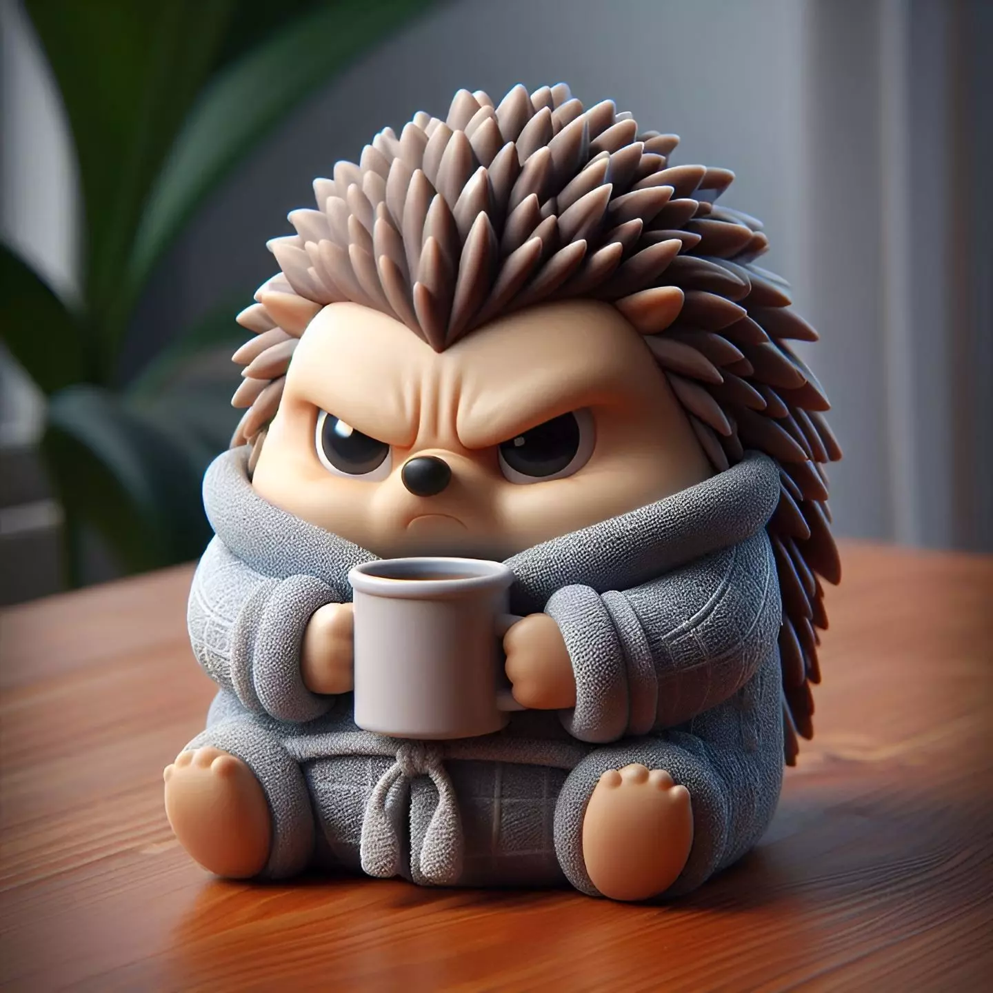 Angry Hedgehog in Pajamas Mini Grumpy Morning Statue 3D print model_0