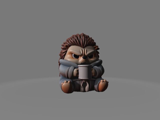 Angry Hedgehog in Pajamas Mini Grumpy Morning Statue 3D print model_2