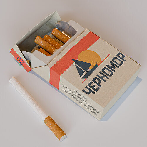 Soviet Cigarette Pack Chernomor Low-poly 3D model