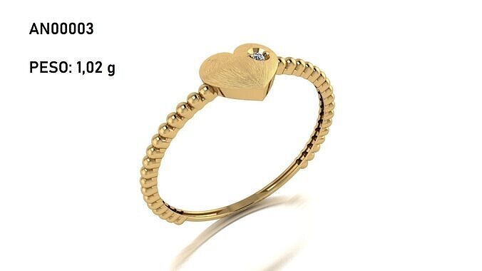 HEART RING WITH TINY BALLS ON SIDES 3D print model