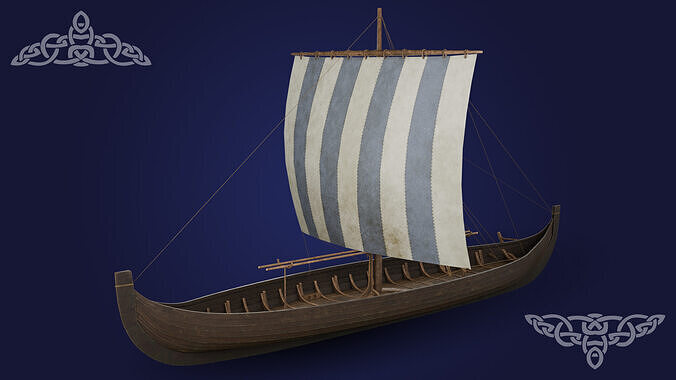 Gokstad ship Low-poly 3D model