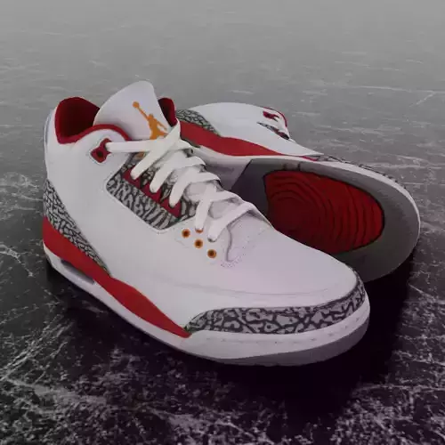 NIKE AIR JORDAN 3 CARDINAL RED 3D SHOES