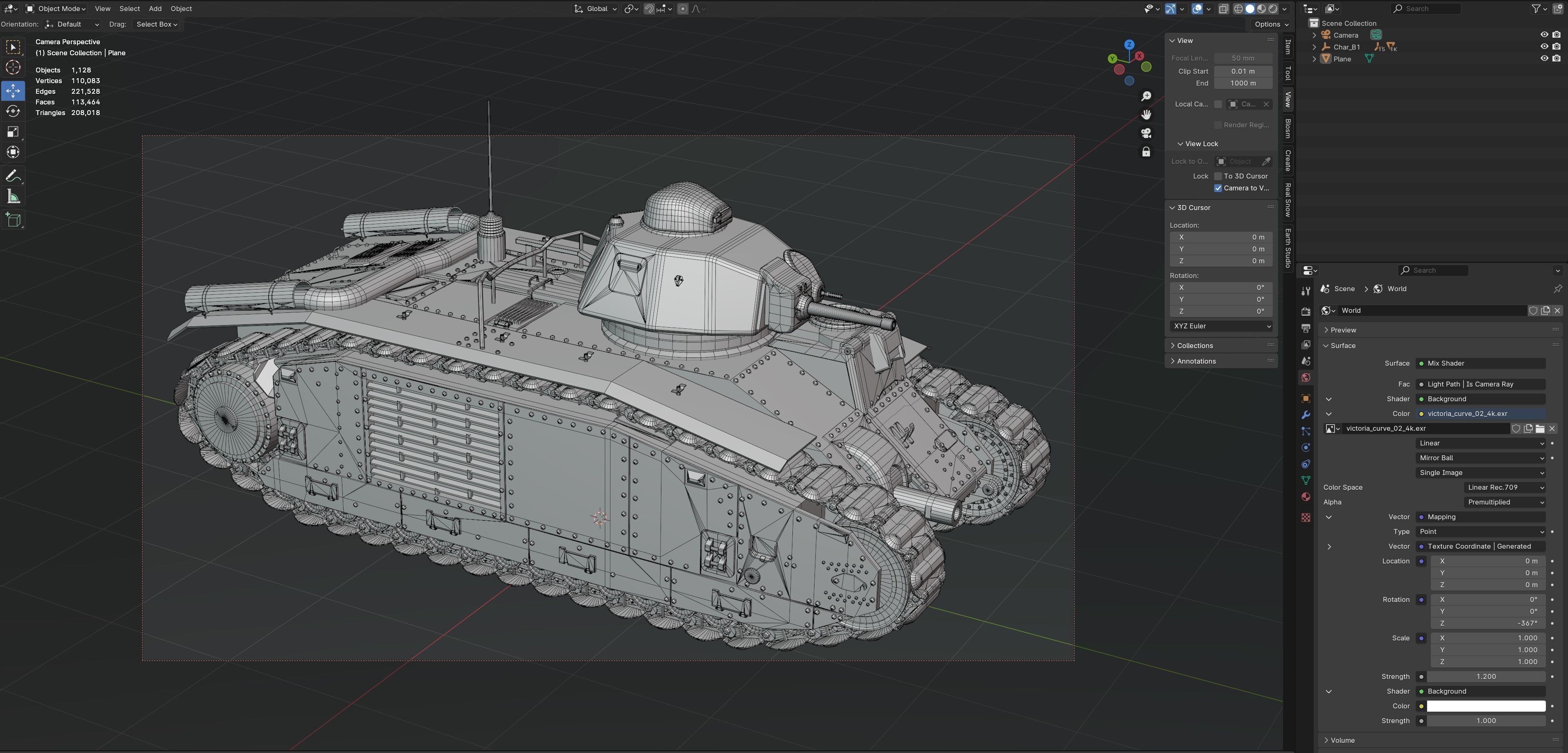 Char B1 French Heavy Tank Low-poly 3D model_9