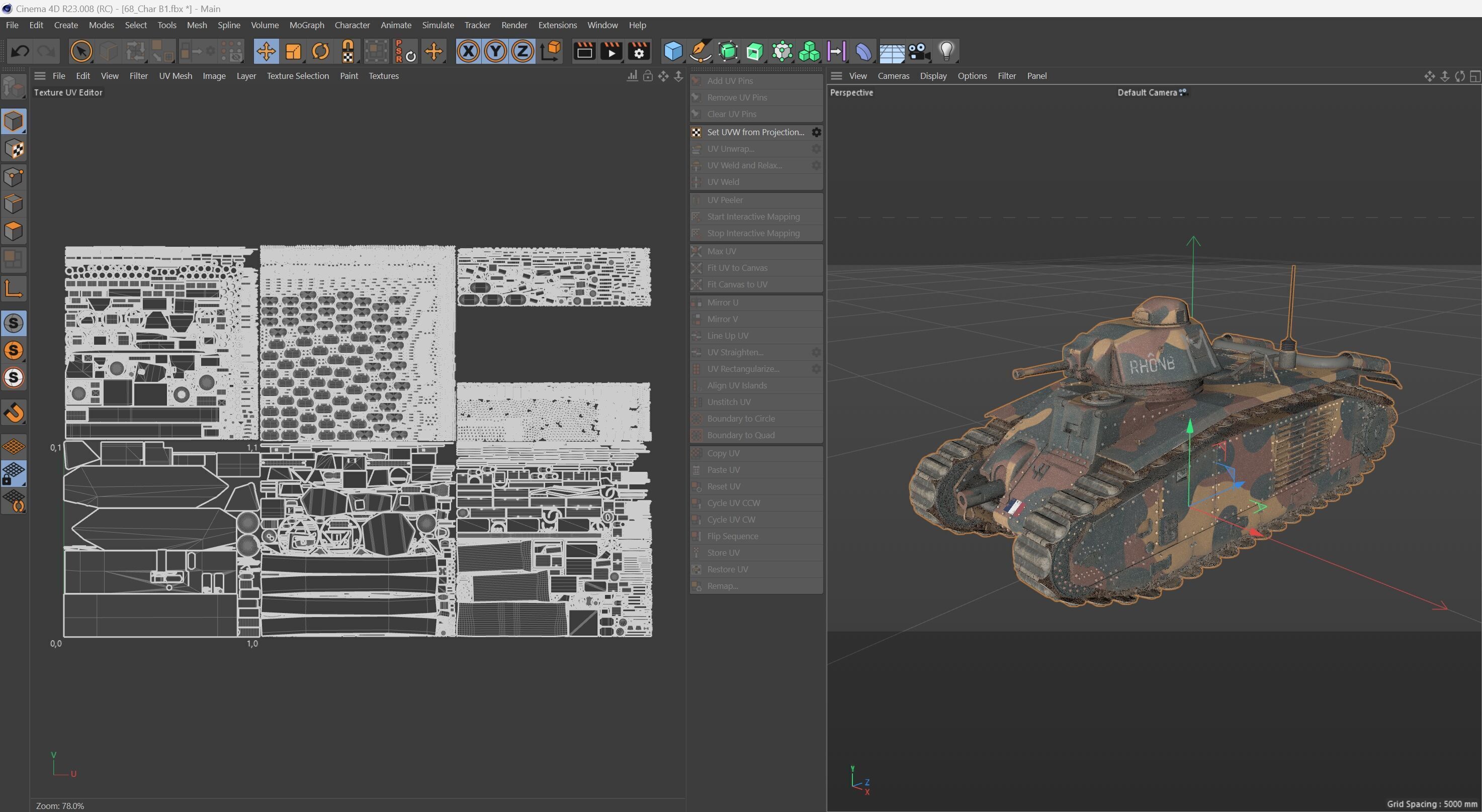 Char B1 French Heavy Tank Low-poly 3D model_10