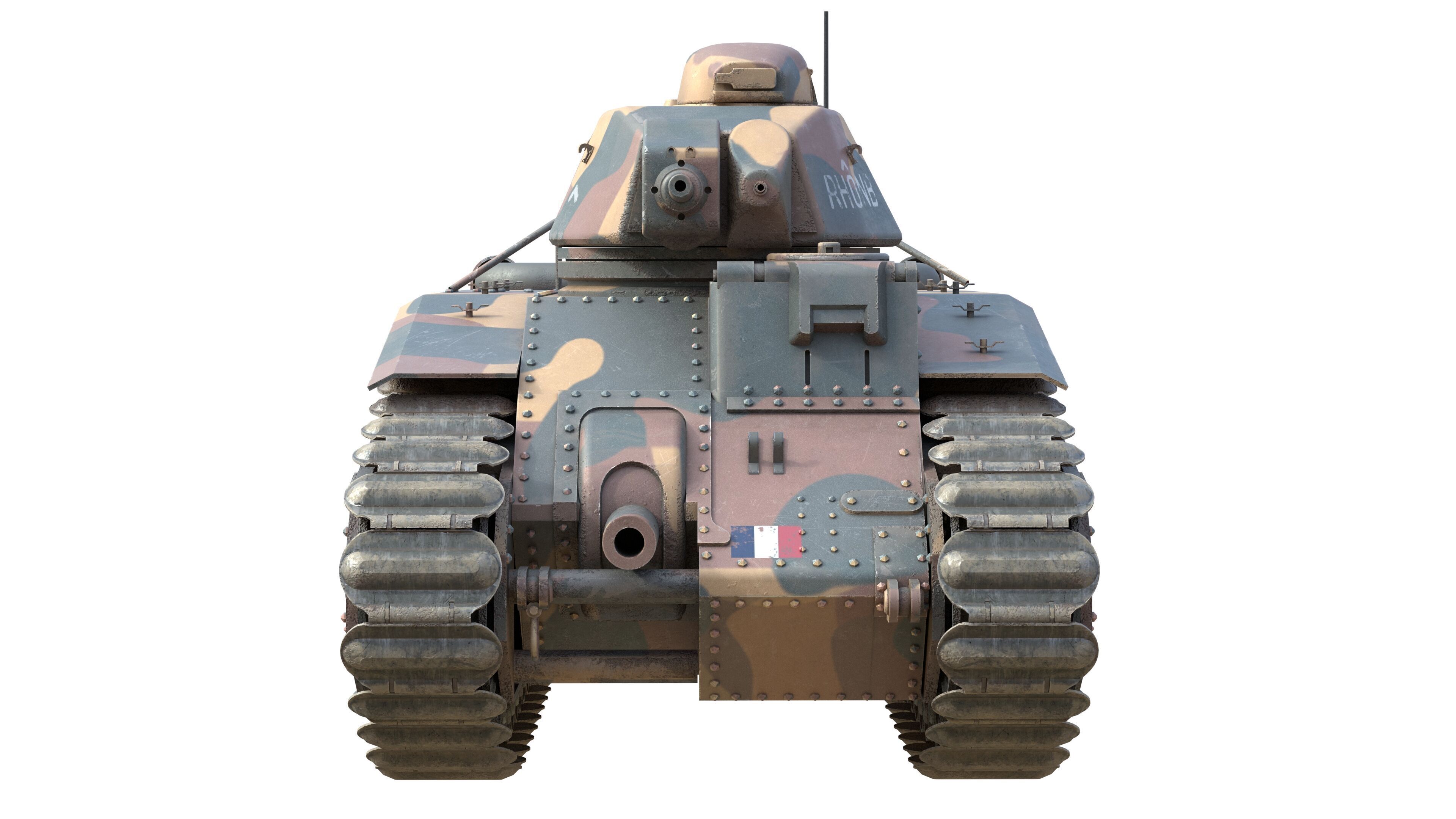 Char B1 French Heavy Tank Low-poly 3D model_5